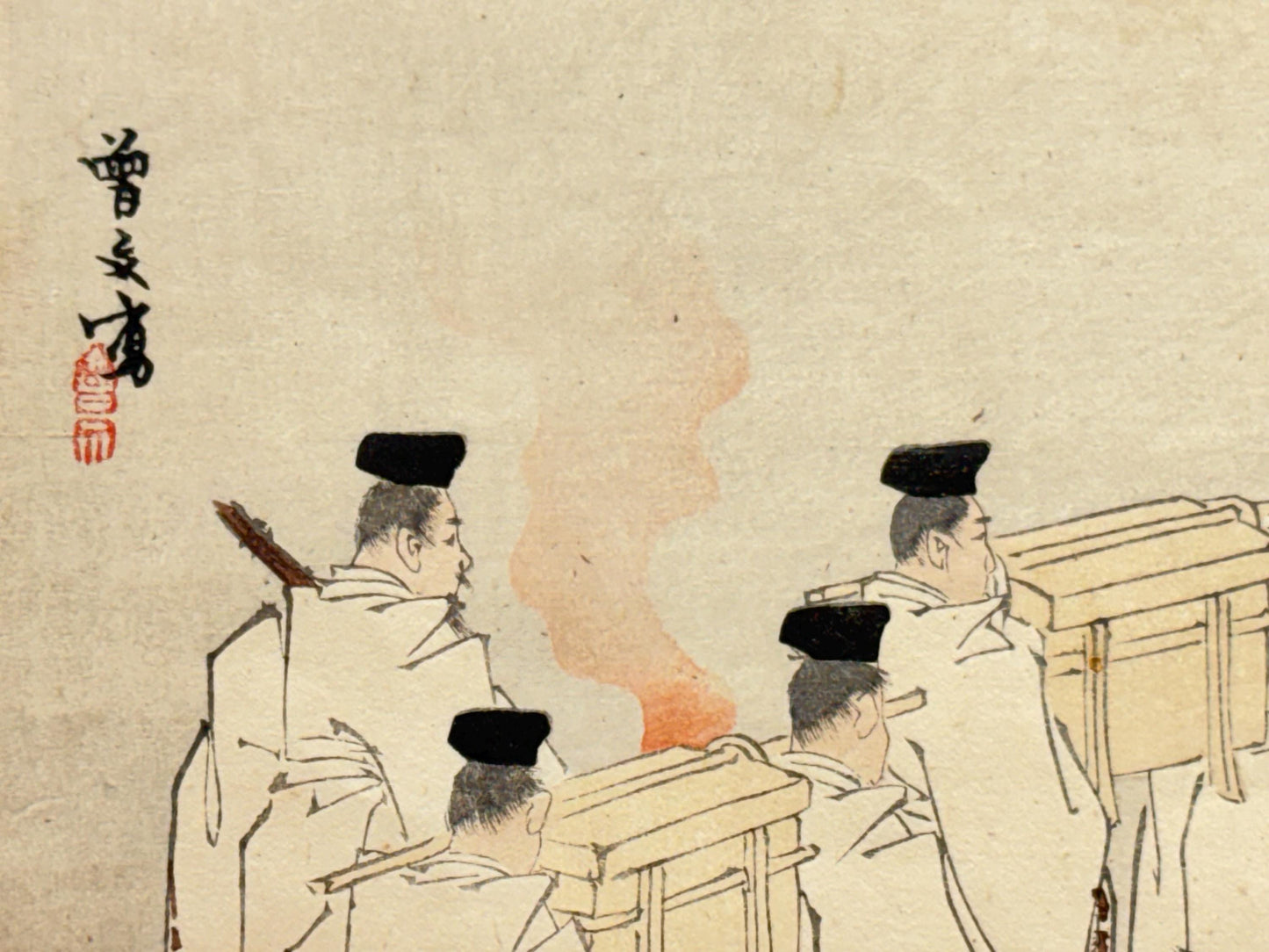 1908,  Japanese Woodblock print, antique, Hara Zaizen, "ISe".