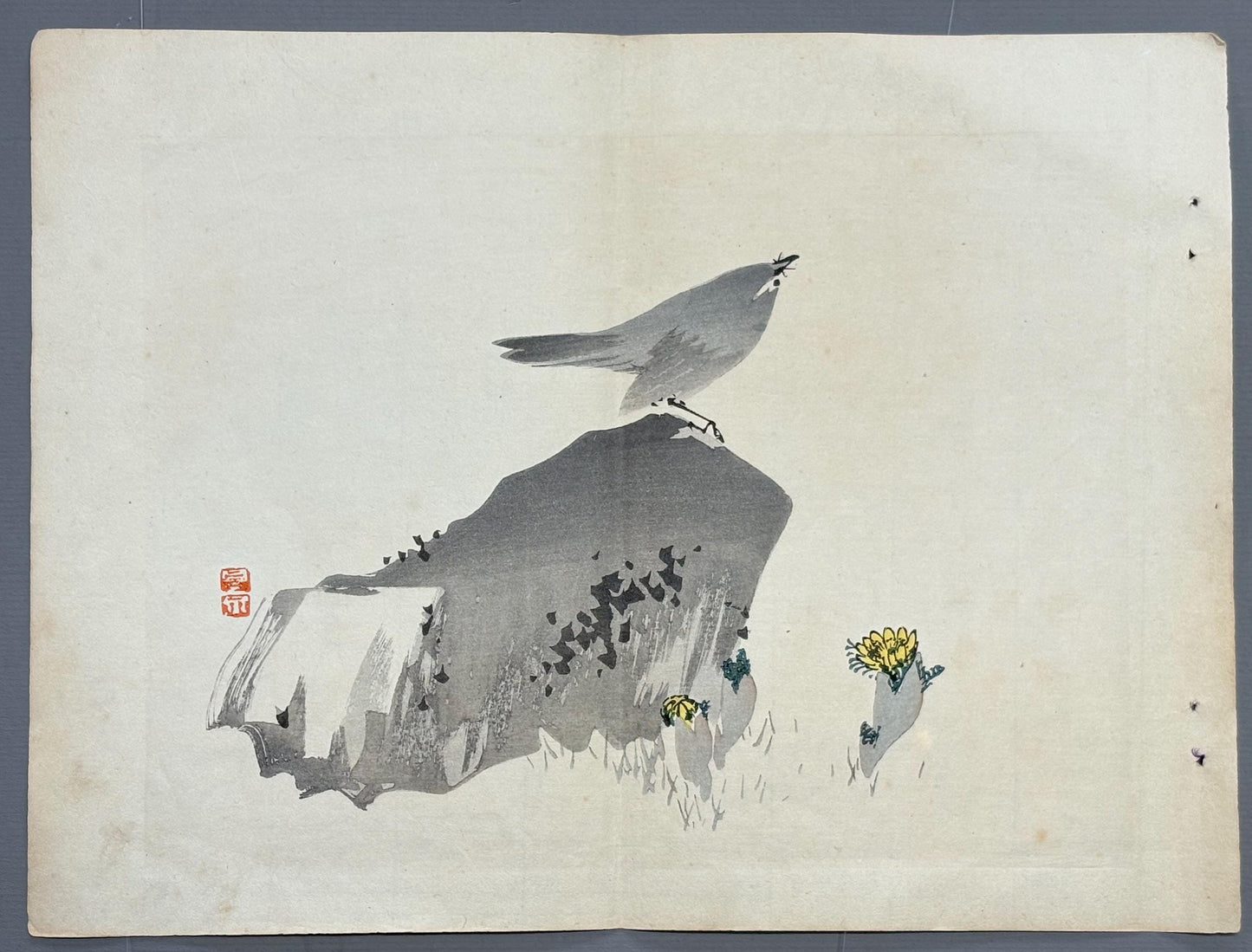 1913, Japanese Woodblock print, antique, Tanaka Gekko, "early buds and the grasses of New Year’s Day".