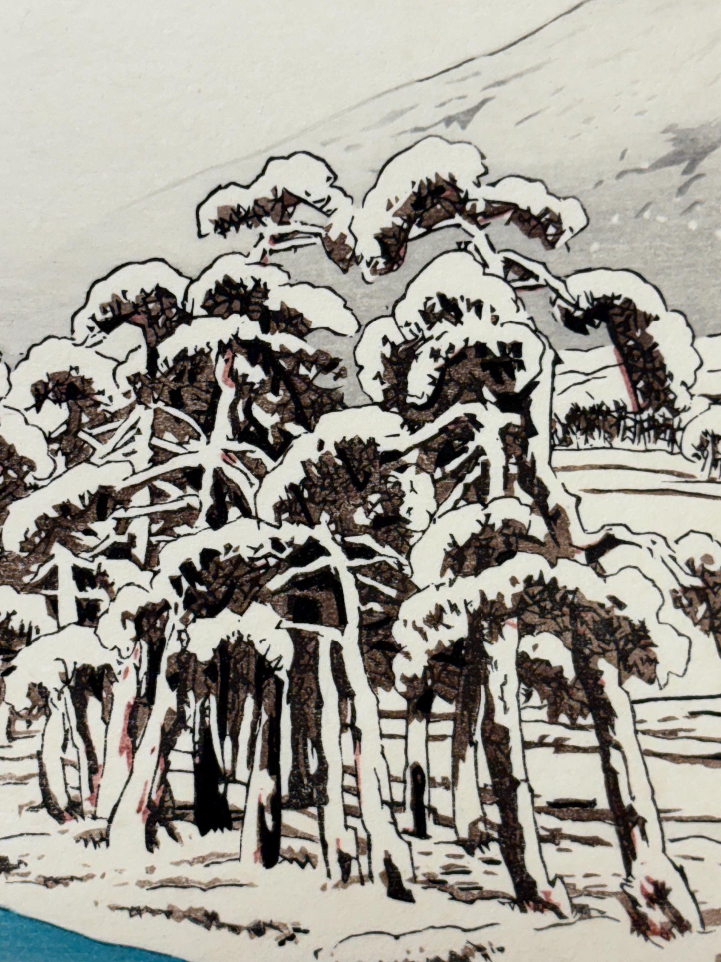 Japanese Ukiyoe, Shin-hanga, Woodblock print, antique, Hashiguchi Goyo, "Mount Ibuki in snow"