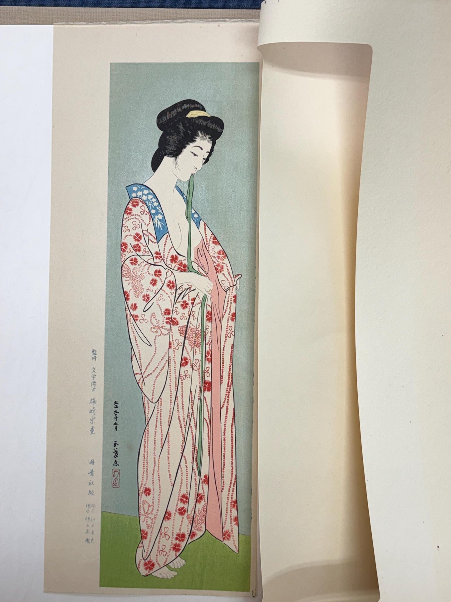 Japanese Ukiyoe, Shin-hanga, Woodblock print, antique, Hashiguchi Goyo, "Woman Dressing- Woman in a Long Undergarment"