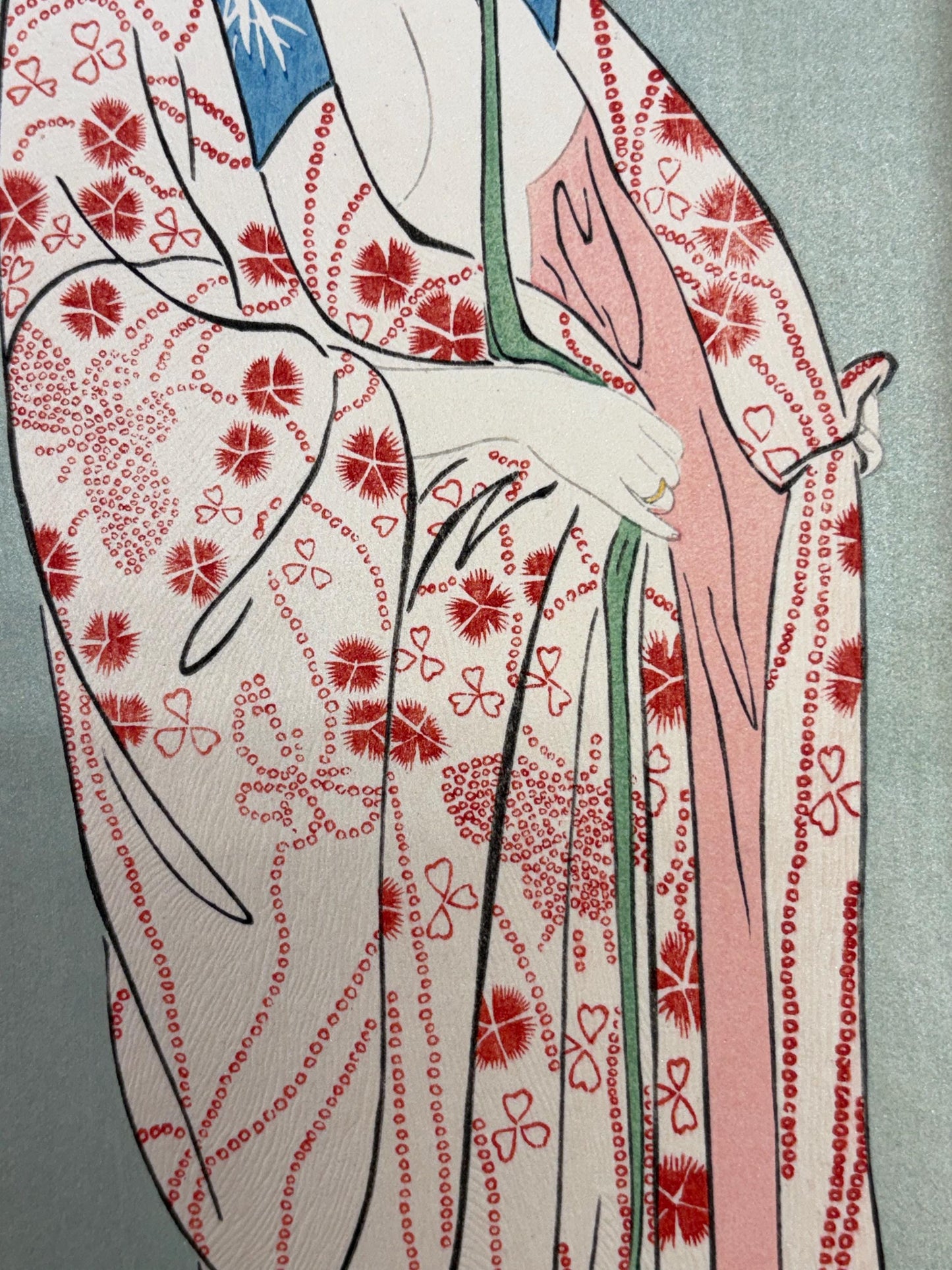 Japanese Ukiyoe, Shin-hanga, Woodblock print, antique, Hashiguchi Goyo, "Woman Dressing- Woman in a Long Undergarment"