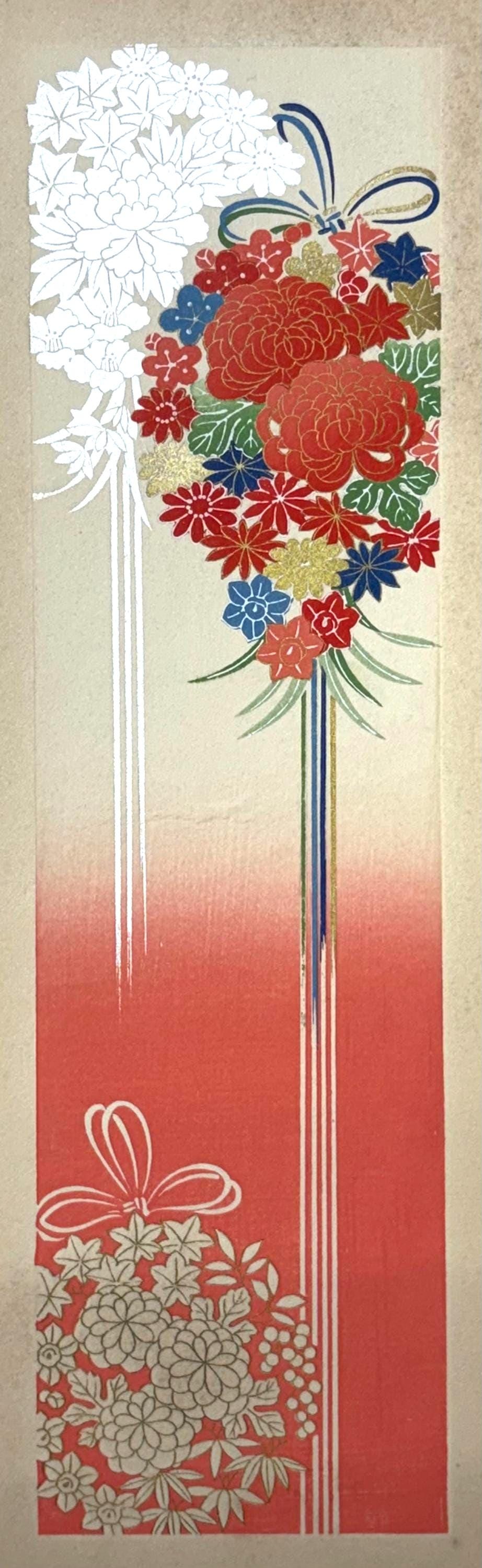 Japanese antique woodblock print, Design, 1937, Kawarazaki Kodo, Kimono design. 2-24