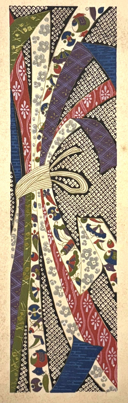 Japanese antique woodblock print, Design, 1937, Kawarazaki Kodo, Kimono design. 2-19