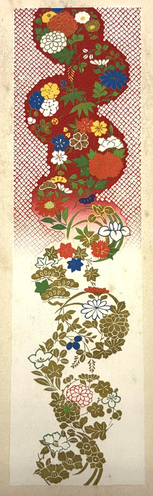 Japanese antique woodblock print, Design, 1937, Kawarazaki Kodo, Kimono design. 2-16