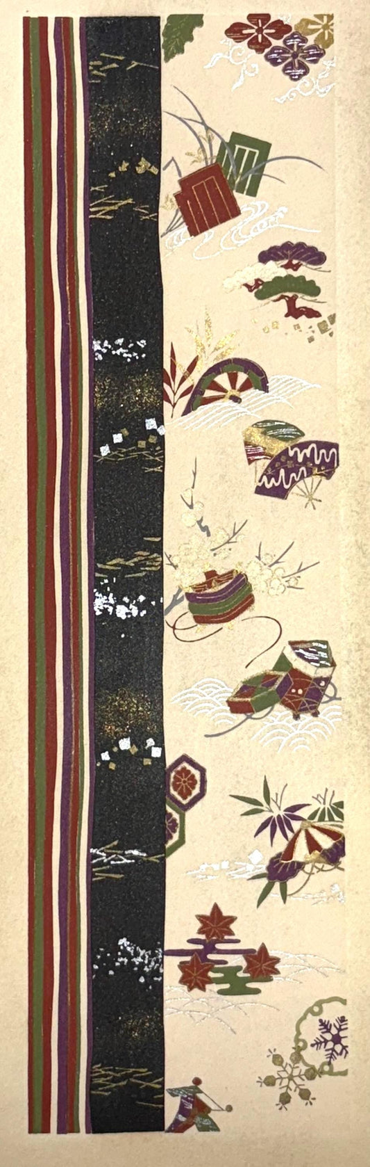 Japanese antique woodblock print, Design, 1937, Kawarazaki Kodo, Kimono design. 2-3