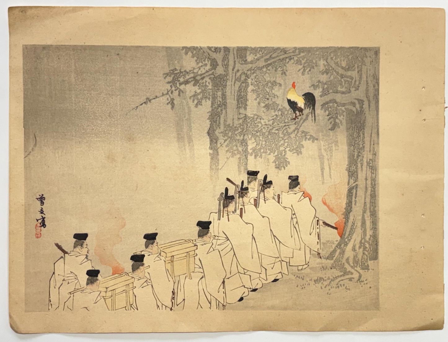 1908,  Japanese Woodblock print, antique, Hara Zaizen, "ISe".
