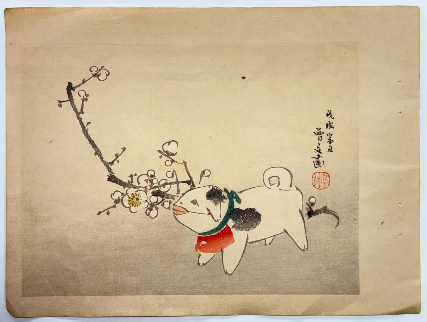 1908,  Japanese Woodblock print, antique, Morikawa Sobun, "Fragrance in the New Year".