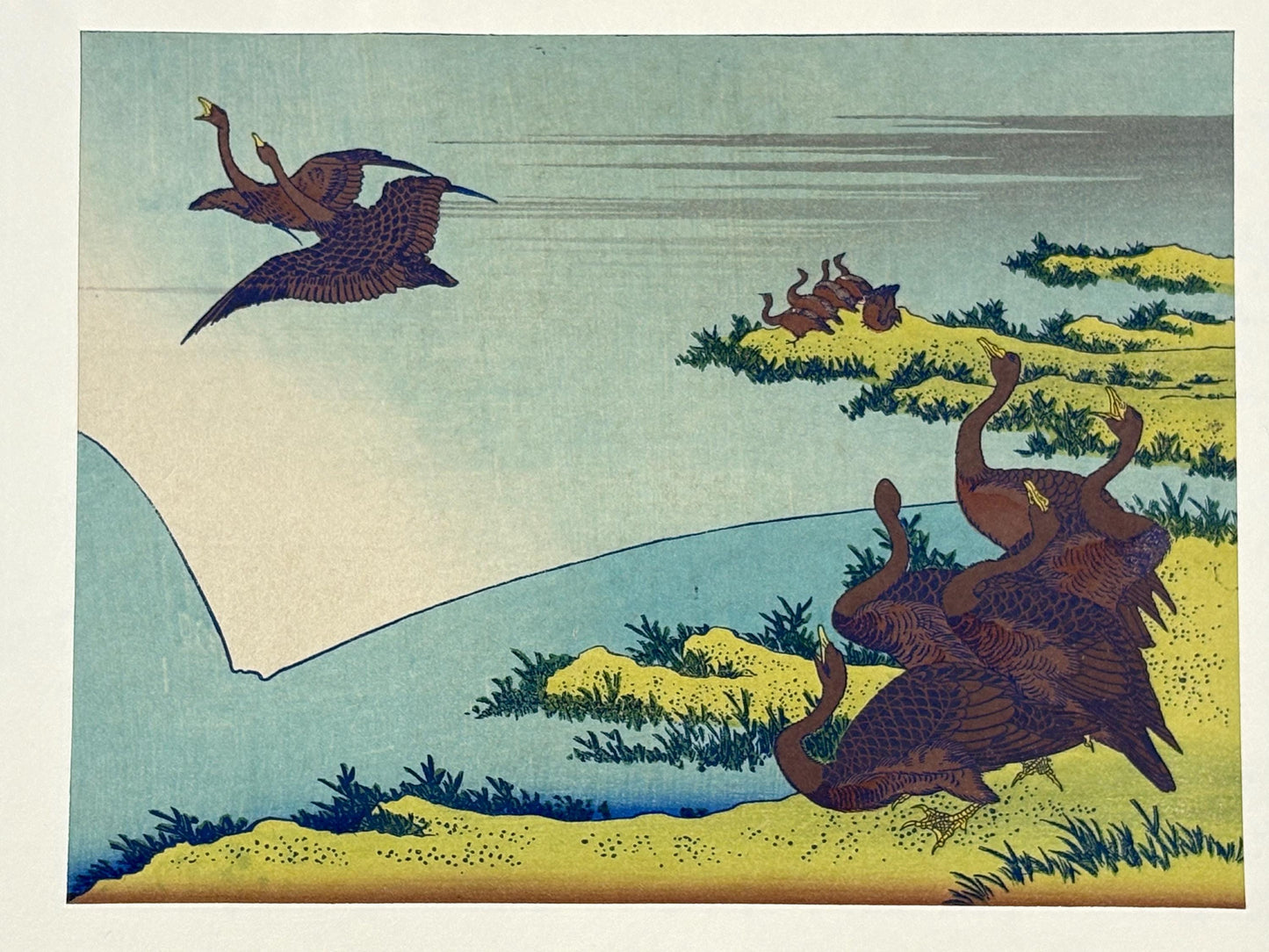 Japanese Ukiyoe, Woodblock print, Katsushika Hokusai, "The shadow of Mt.fuji on the pond"