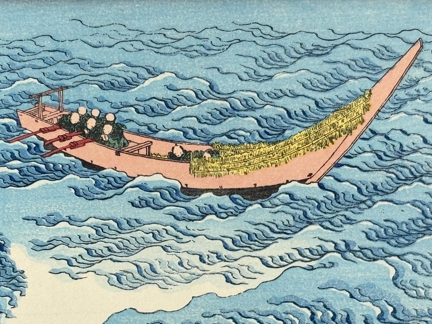 Japanese Ukiyoe, Woodblock print, Katsushika Hokusai, "Mt.fuji on the surging ocean"