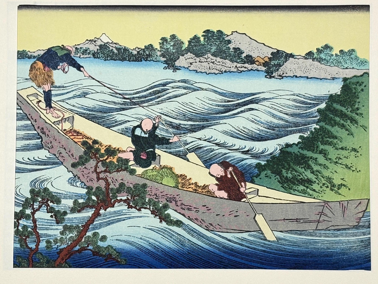 Japanese Ukiyoe, Woodblock print, Katsushika Hokusai, "Mt.fuji from the lake Suwa with Mt.Yastugatake for a foreground"