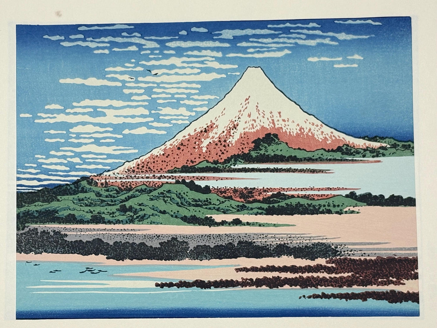 Japanese Ukiyoe, Woodblock print, Katsushika Hokusai, "The fine and clear Fuji"
