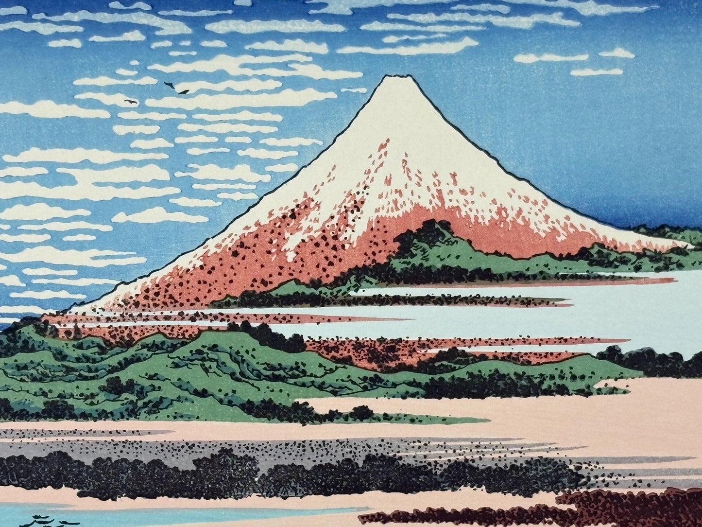 Japanese Ukiyoe, Woodblock print, Katsushika Hokusai, "The fine and clear Fuji"