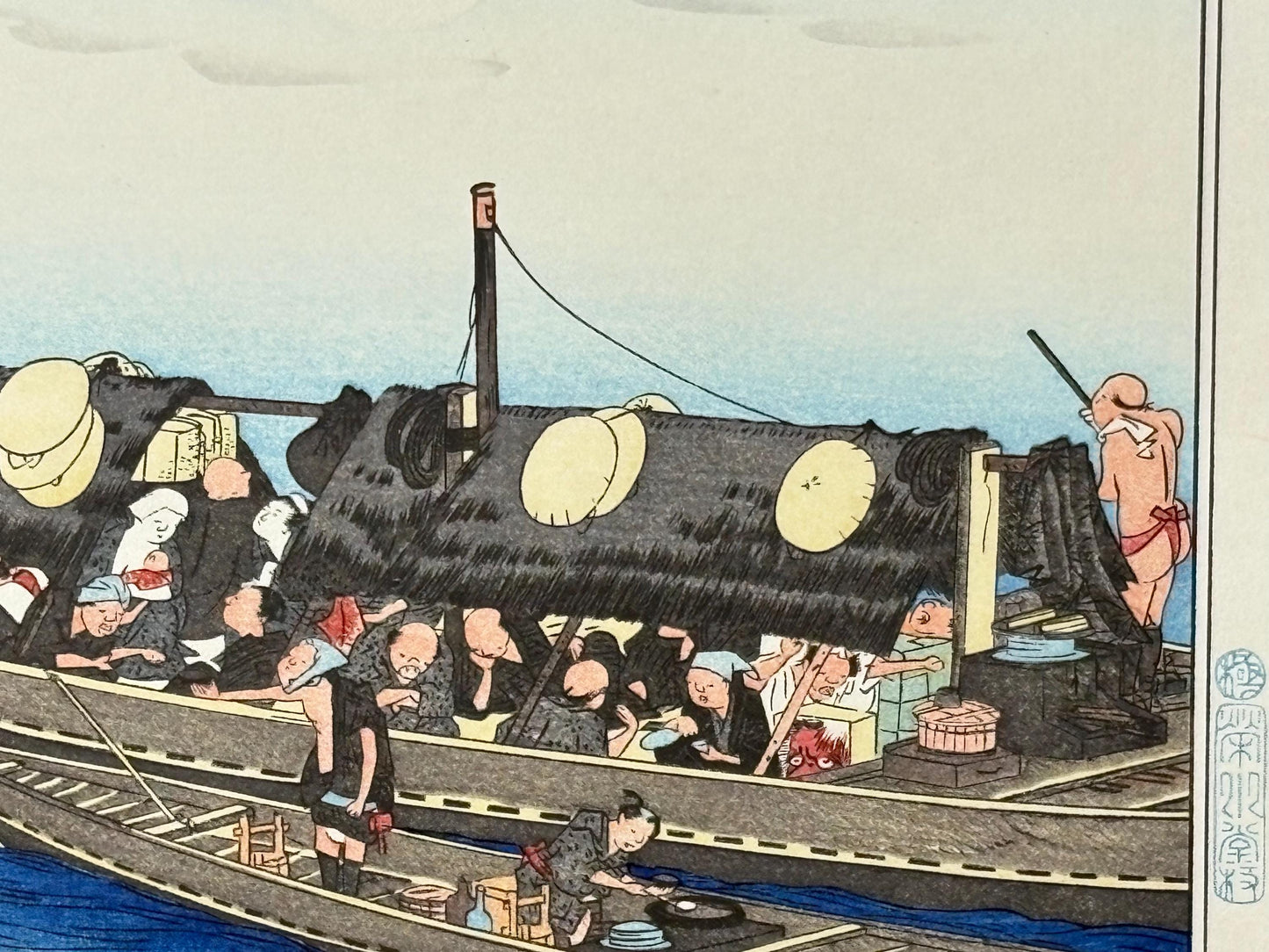 Japanese Ukiyoe, Woodblock print, antique, Hiroshige, "The Yodo River"