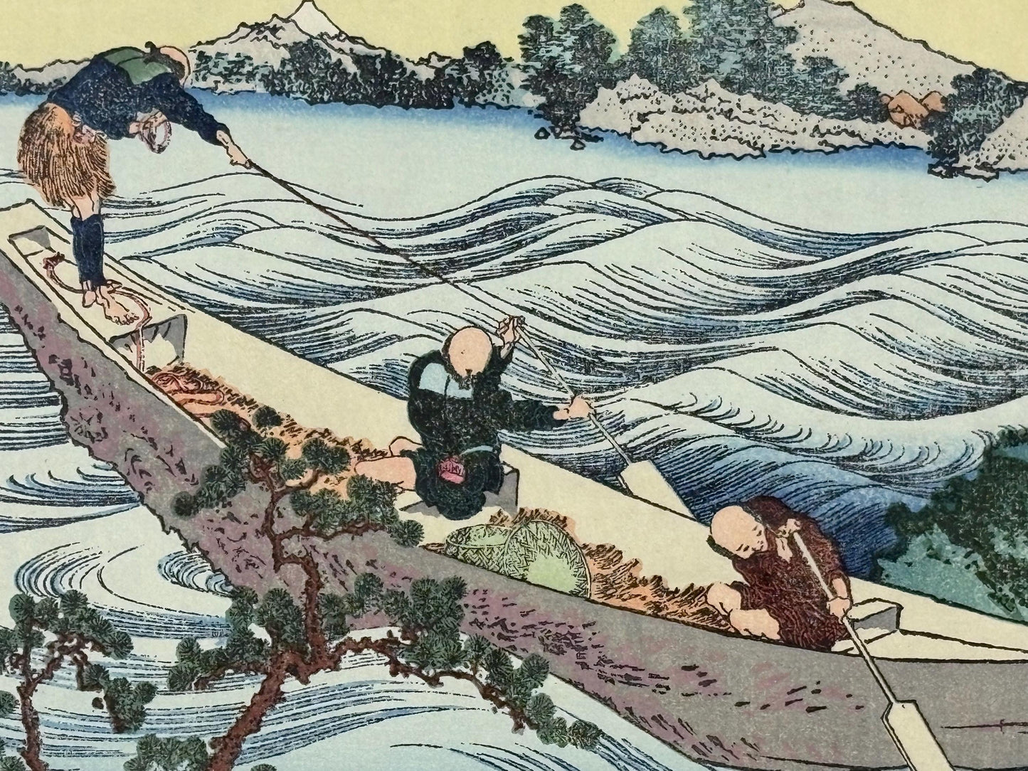 Japanese Ukiyoe, Woodblock print, Katsushika Hokusai, "Mt.fuji from the lake Suwa with Mt.Yastugatake for a foreground"