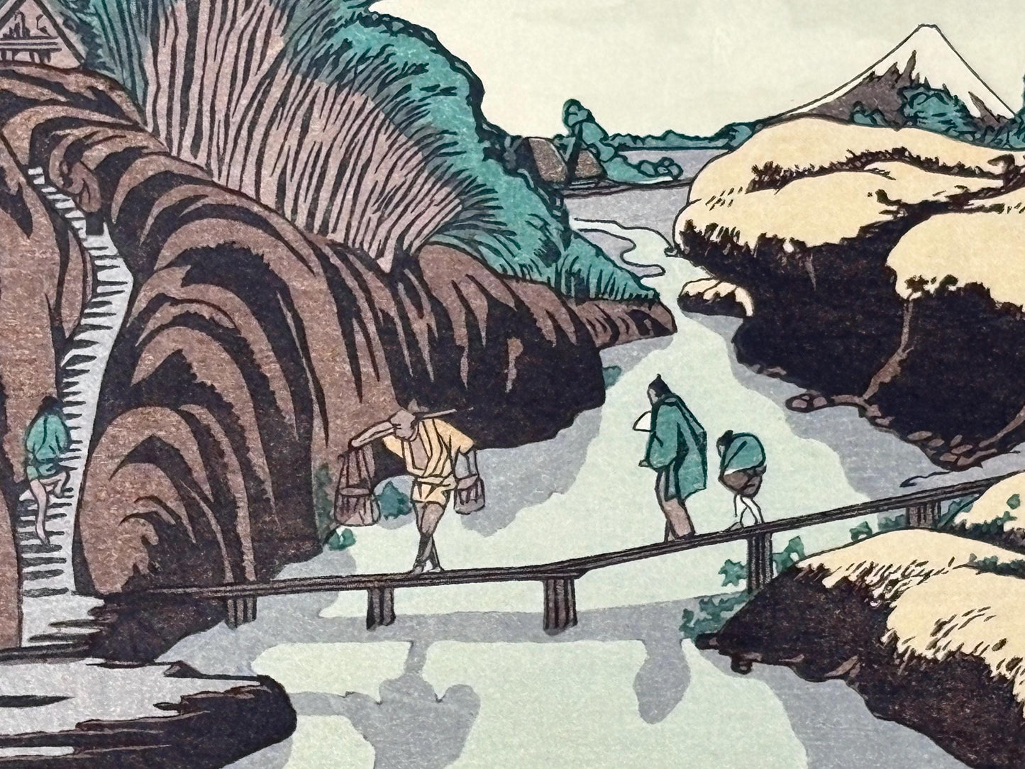 Japanese Ukiyoe, Woodblock print, Katsushika Hokusai, "A scenery on the Taki-no-kawa River"