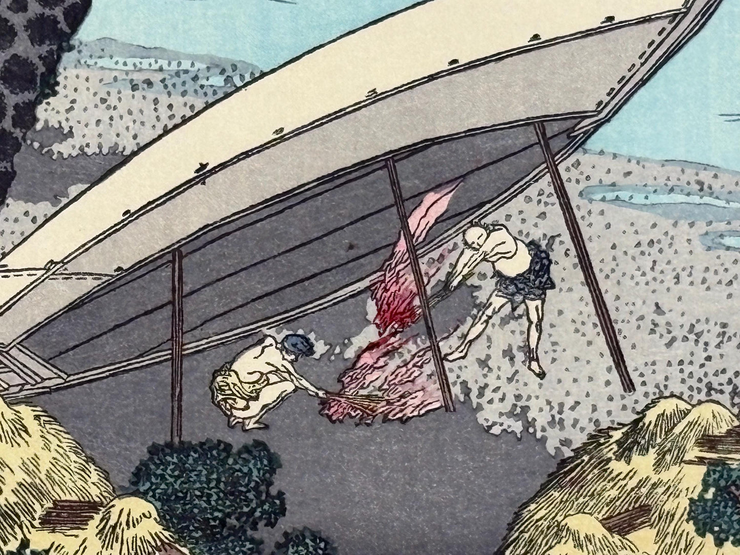 Japanese Ukiyoe, Woodblock print, Katsushika Hokusai, "Mt.fuji and a beacon"