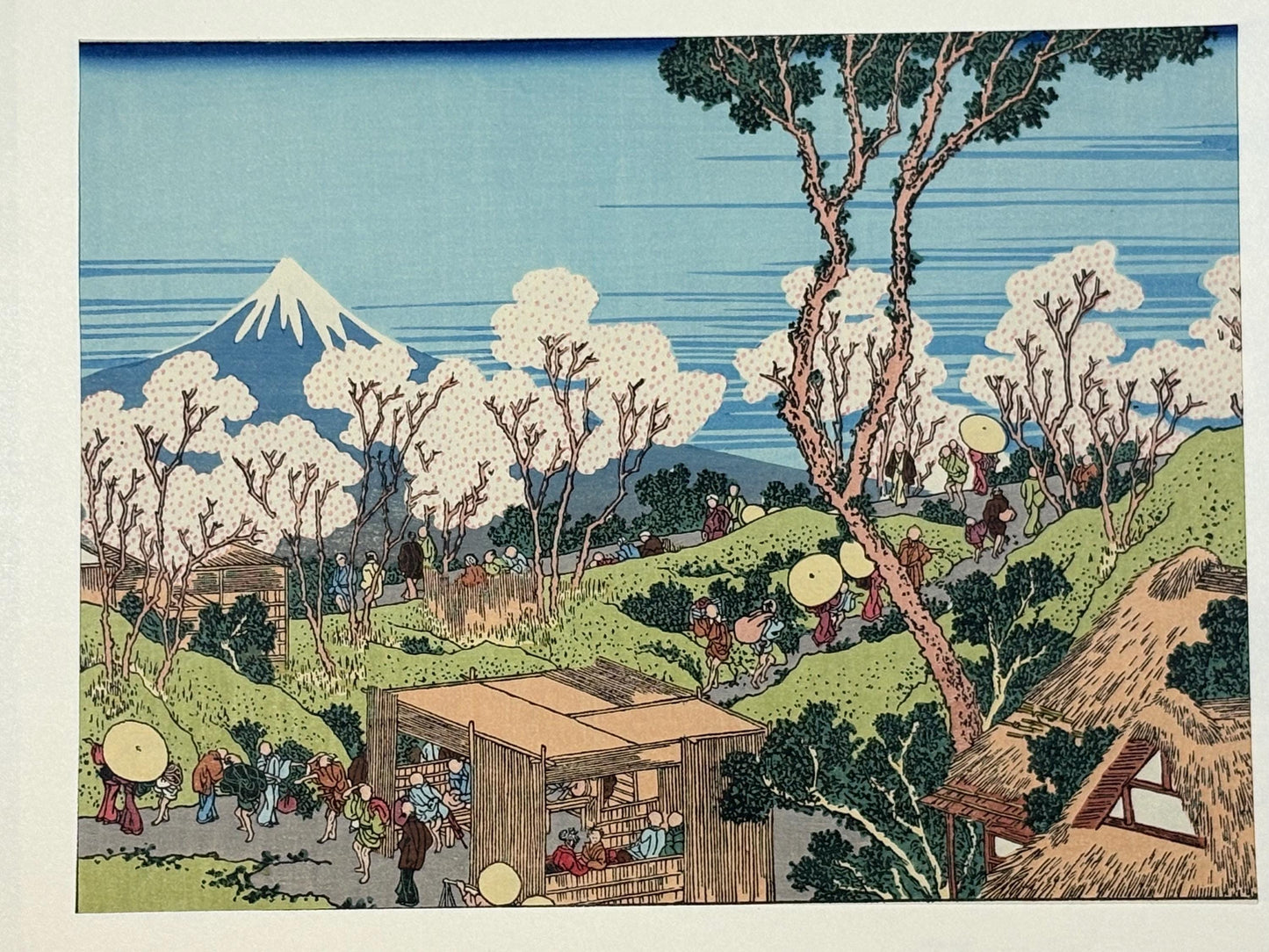 Japanese Ukiyoe, Woodblock print, Katsushika Hokusai, "Mt.fuji as seen from Sumida"