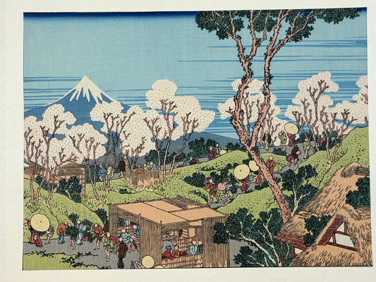 Japanese Ukiyoe, Woodblock print, Katsushika Hokusai, "Mt.fuji as seen from Sumida"
