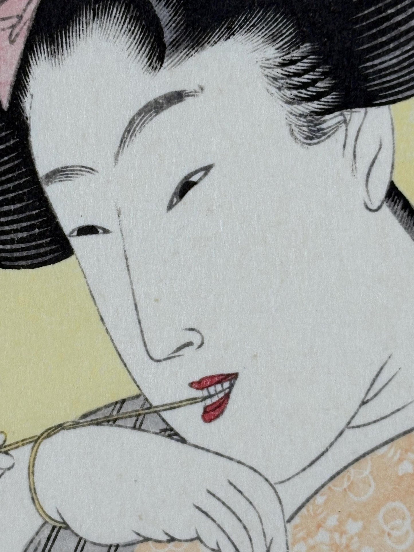 Japanese Ukiyo-e Woodblock print, Utamaro, "The Honesty"