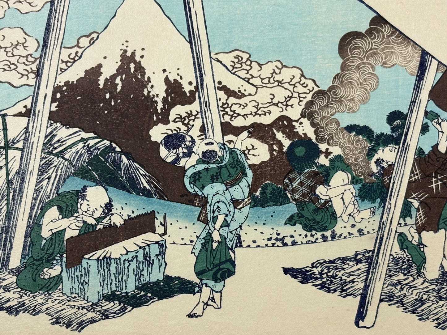 Japanese Ukiyo-e, Woodcut print, Hokusai, "Mount Fuji from the mountains of Tōtōmi"