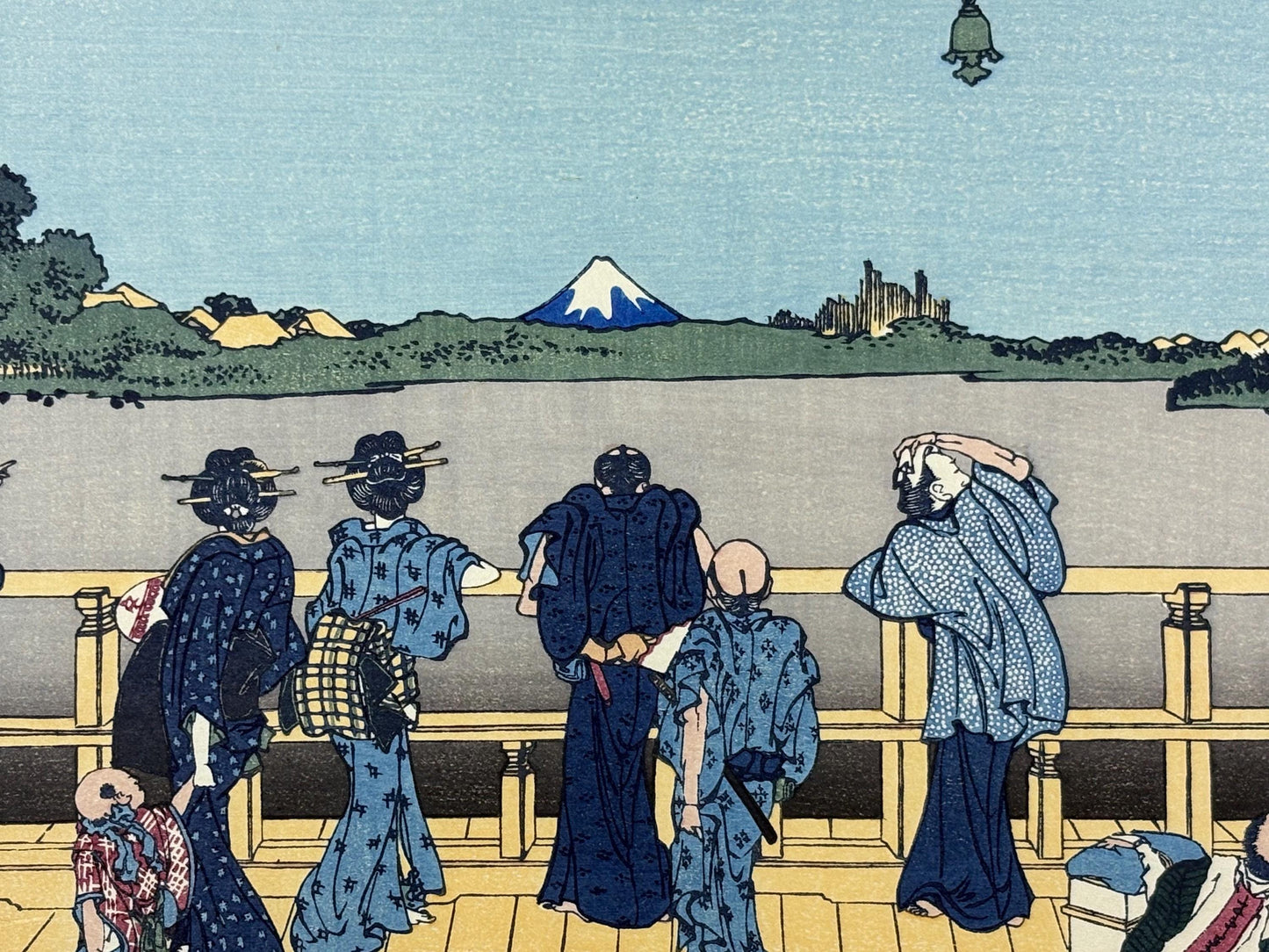 Japanese Ukiyo-e, Woodcut print, Hokusai, "Yoshida at Tōkaidō"