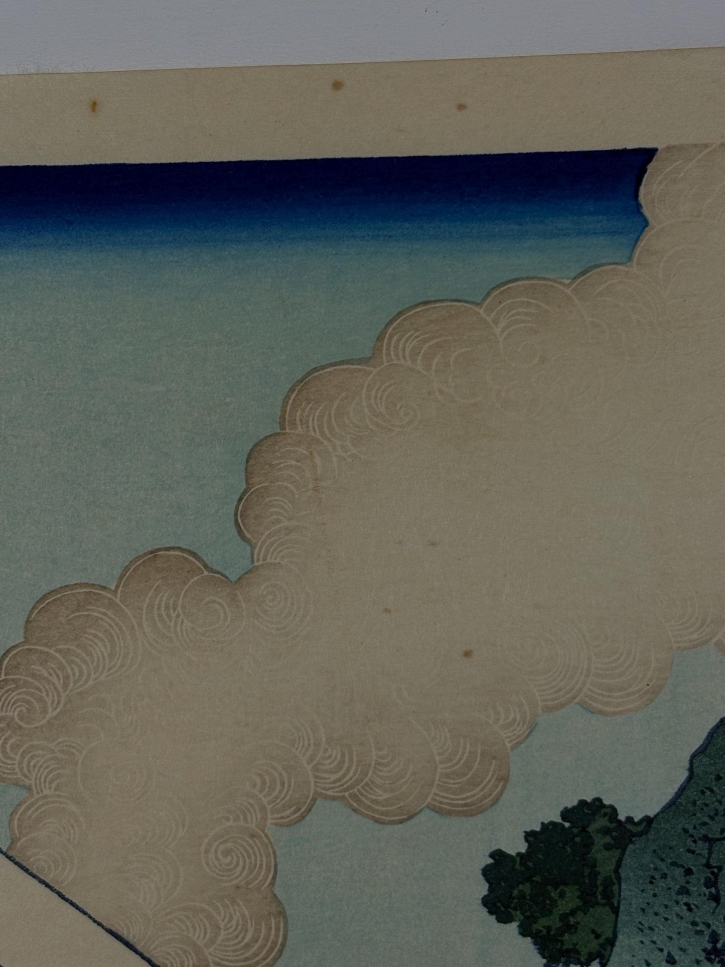 Japanese Ukiyo-e, Woodcut print, Hokusai, "Mount Fuji from the mountains of Tōtōmi"