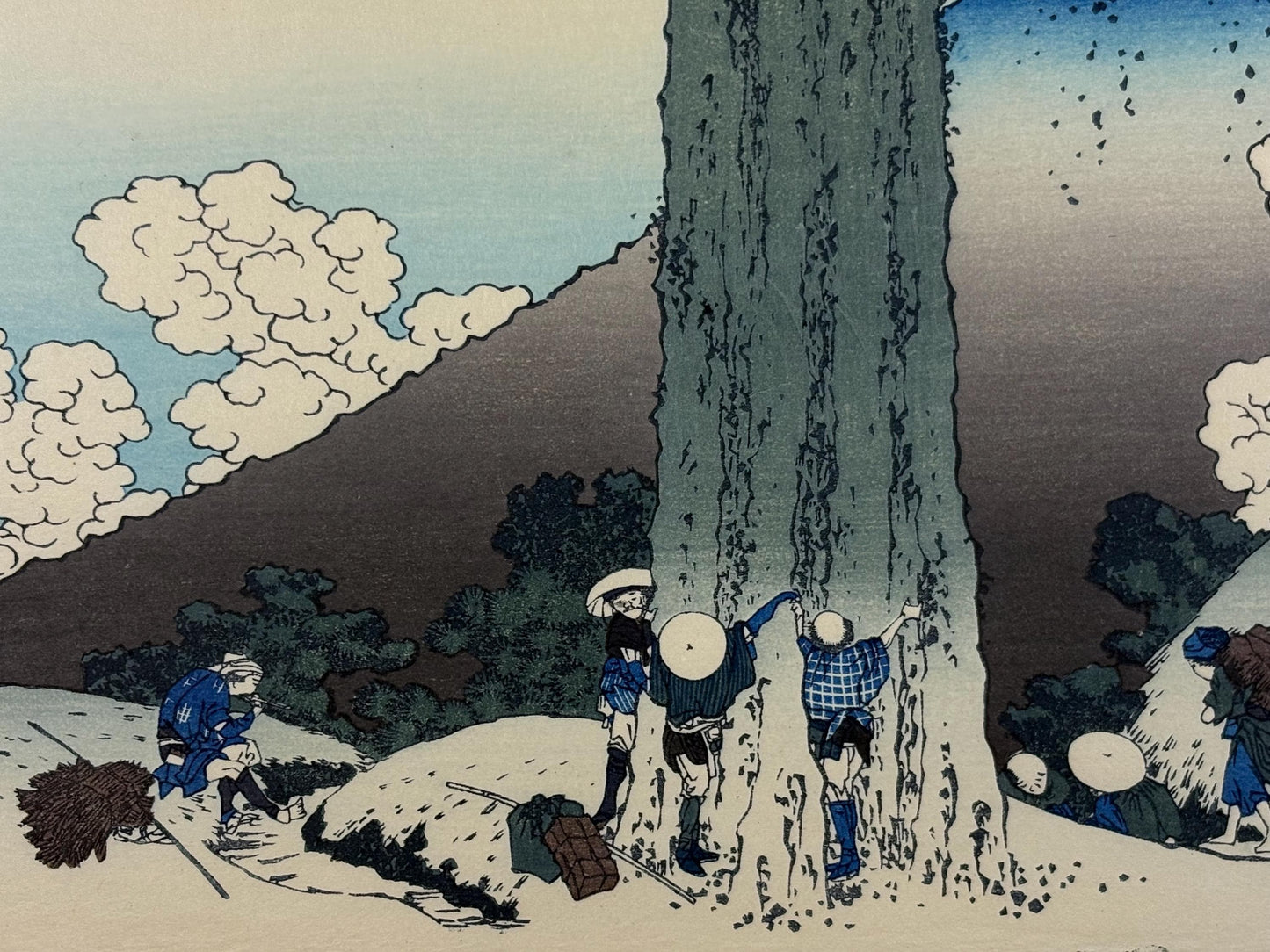 Japanese Ukiyo-e Woodblock print, Hokusai, "Mishima Pass in Kai Province"