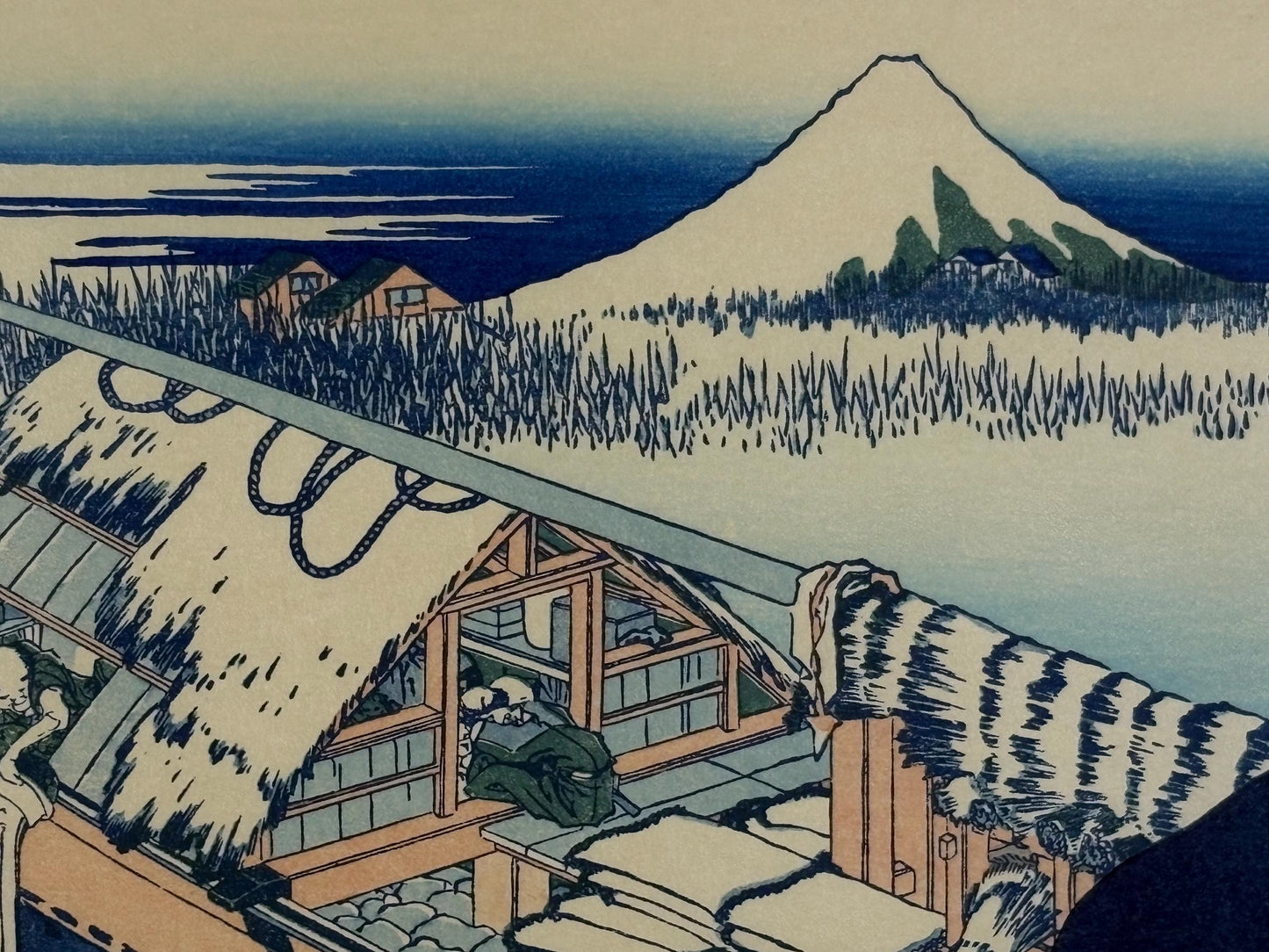 Japanese Ukiyo-e, Woodcut print, Hokusai, "Ushibori in Hitachi Province"