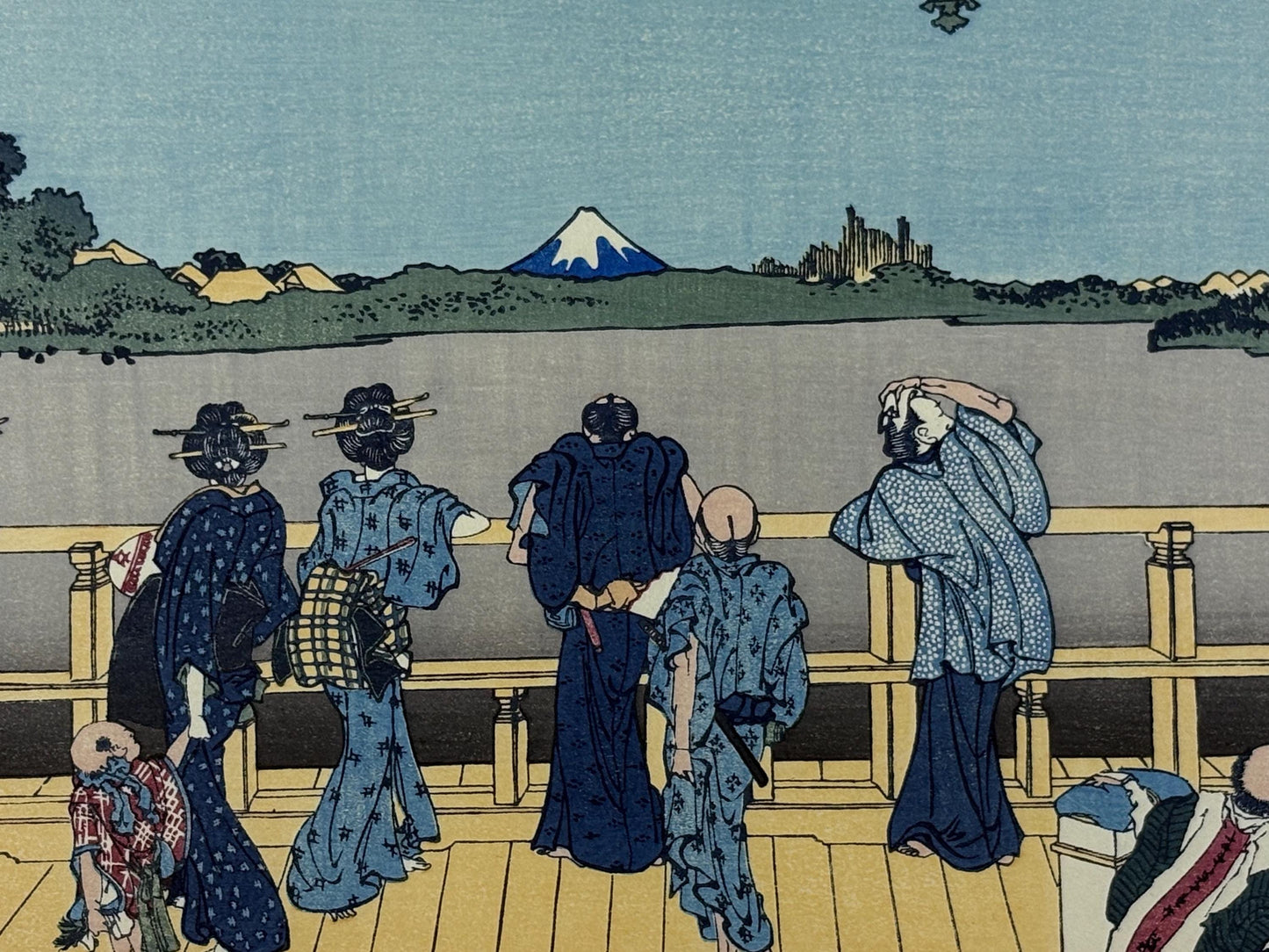 Japanese Ukiyo-e, Woodcut print, Hokusai, "Yoshida at Tōkaidō"