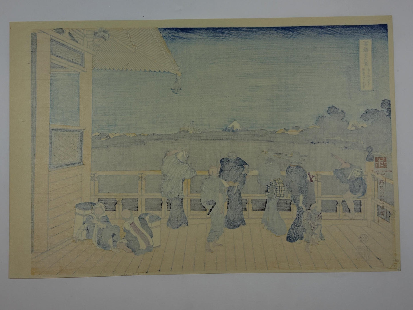Japanese Ukiyo-e, Woodcut print, Hokusai, "Yoshida at Tōkaidō"