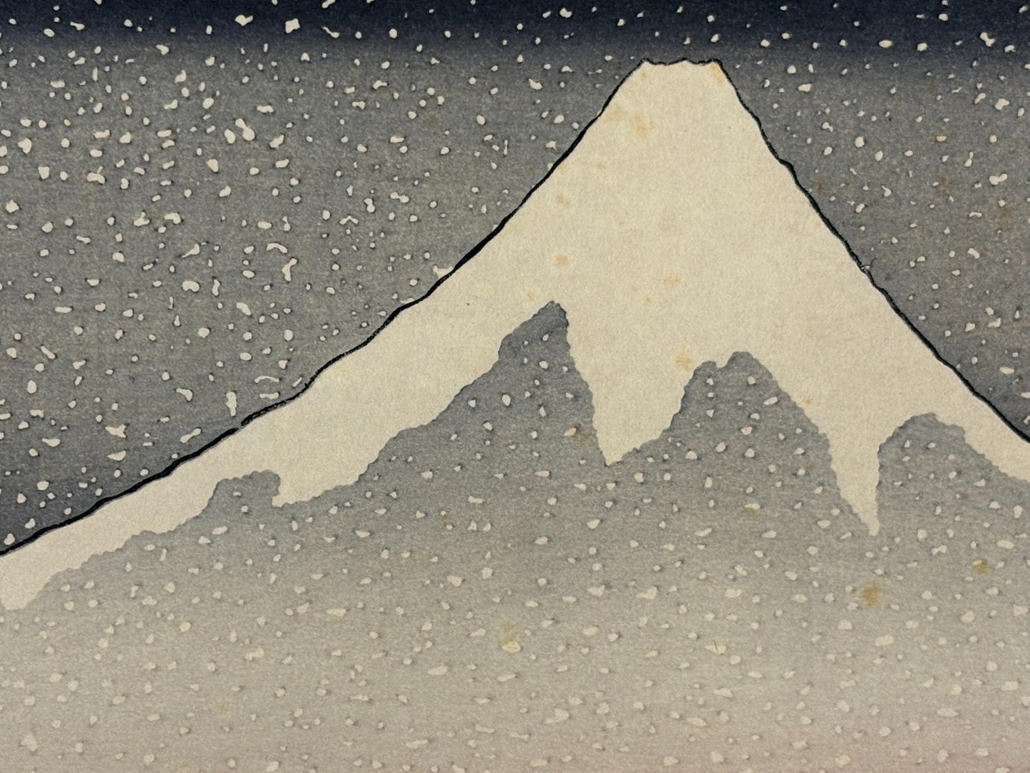 Japanese Ukiyo-e Woodblock print, Katsushika Hokusai, "Mt.Fuji in the snowstorm"