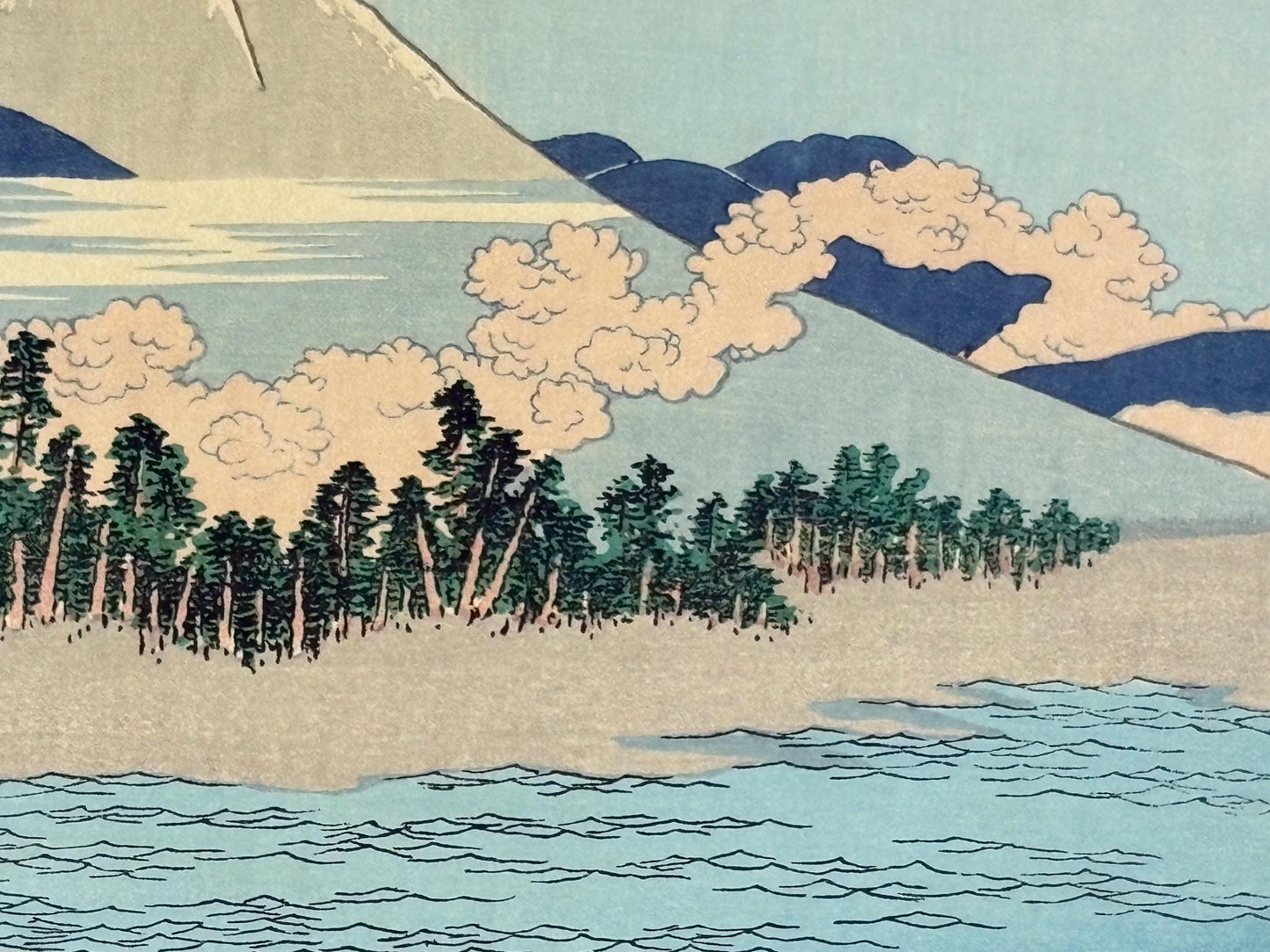 Japanese Ukiyoe, Woodblock print, Katsushika Hokusai, "Mt.fuji scenery at Senbon Matubara in Numazu"