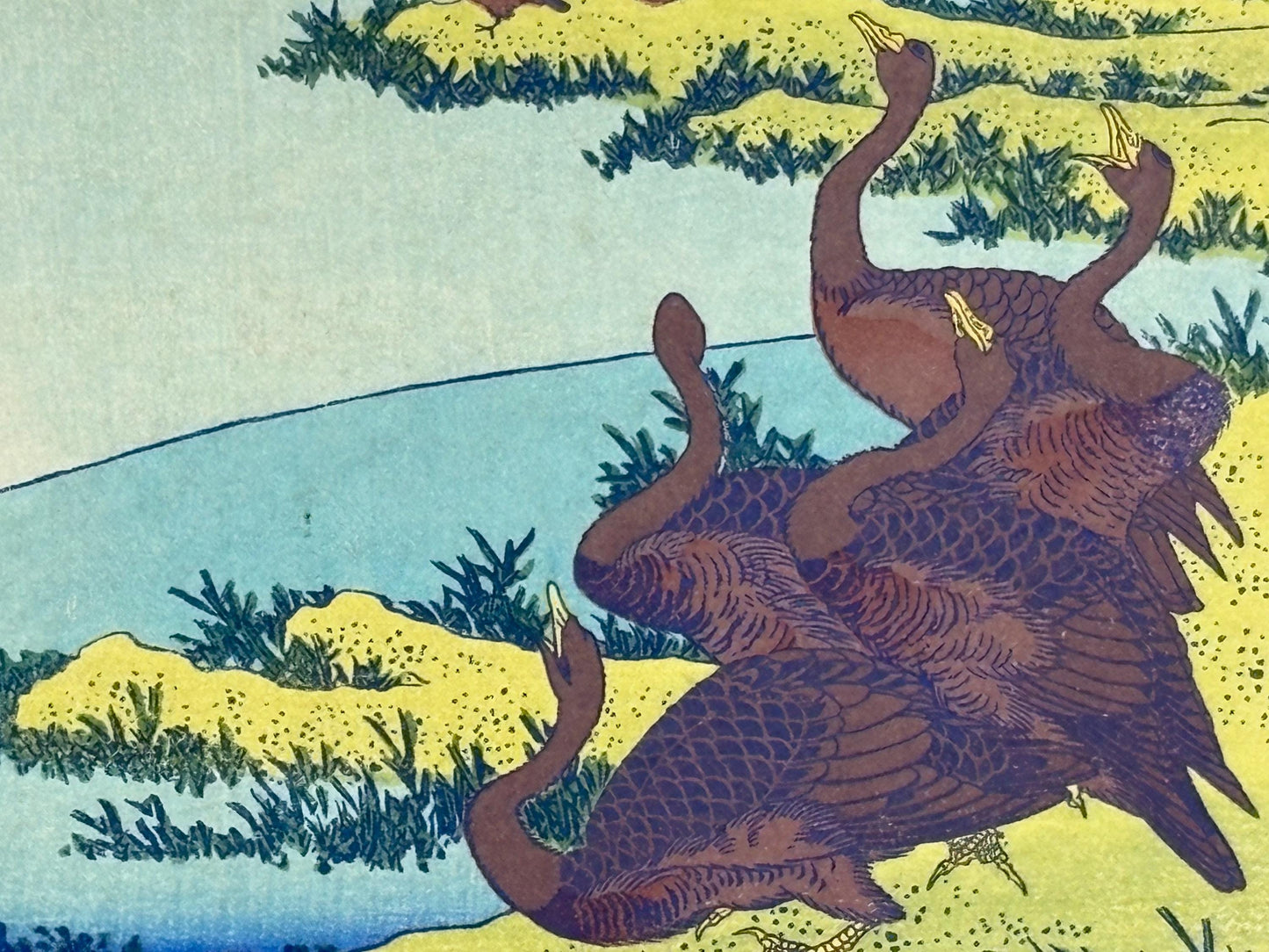 Japanese Ukiyoe, Woodblock print, Katsushika Hokusai, "The shadow of Mt.fuji on the pond"