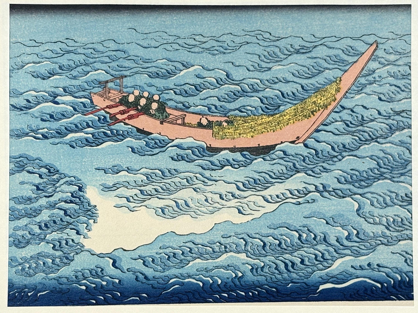 Japanese Ukiyoe, Woodblock print, Katsushika Hokusai, "Mt.fuji on the surging ocean"