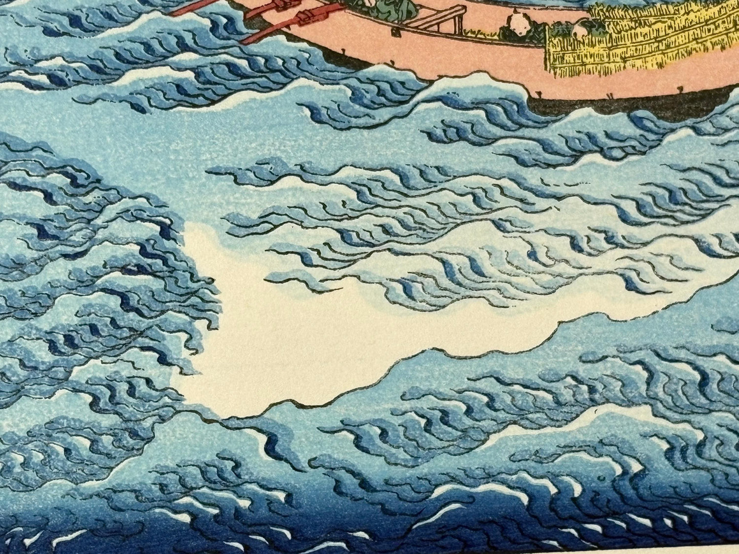 Japanese Ukiyoe, Woodblock print, Katsushika Hokusai, "Mt.fuji on the surging ocean"