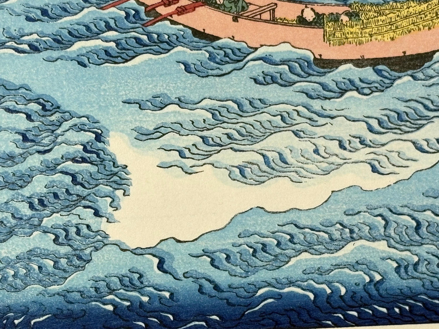 Japanese Ukiyoe, Woodblock print, Hokusai, "Mt.fuji on the surging ocean"