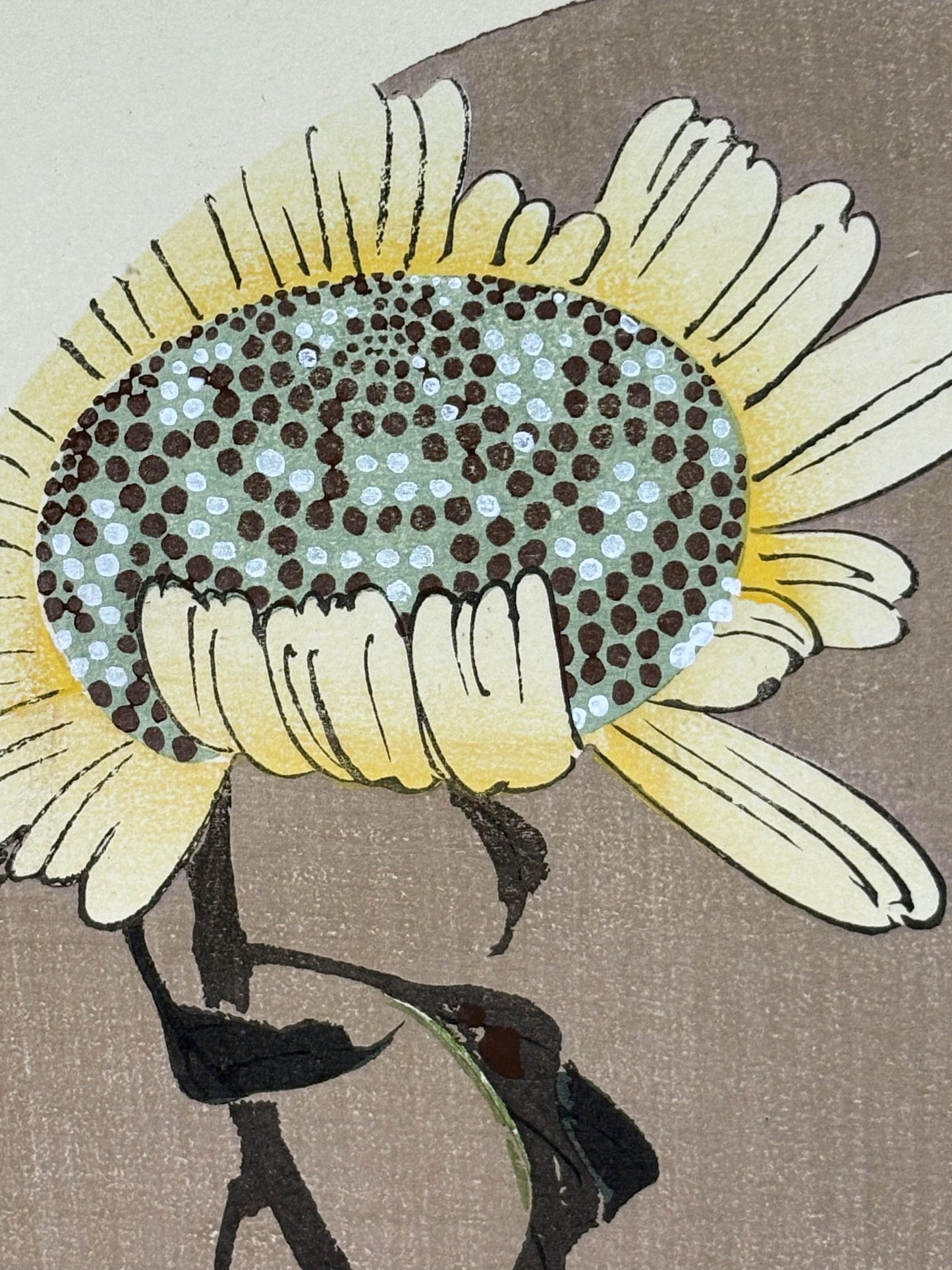1908, Japanese antique woodblock print, Ito Jakuchu, "Sunflower, from Jakuchu gafu"