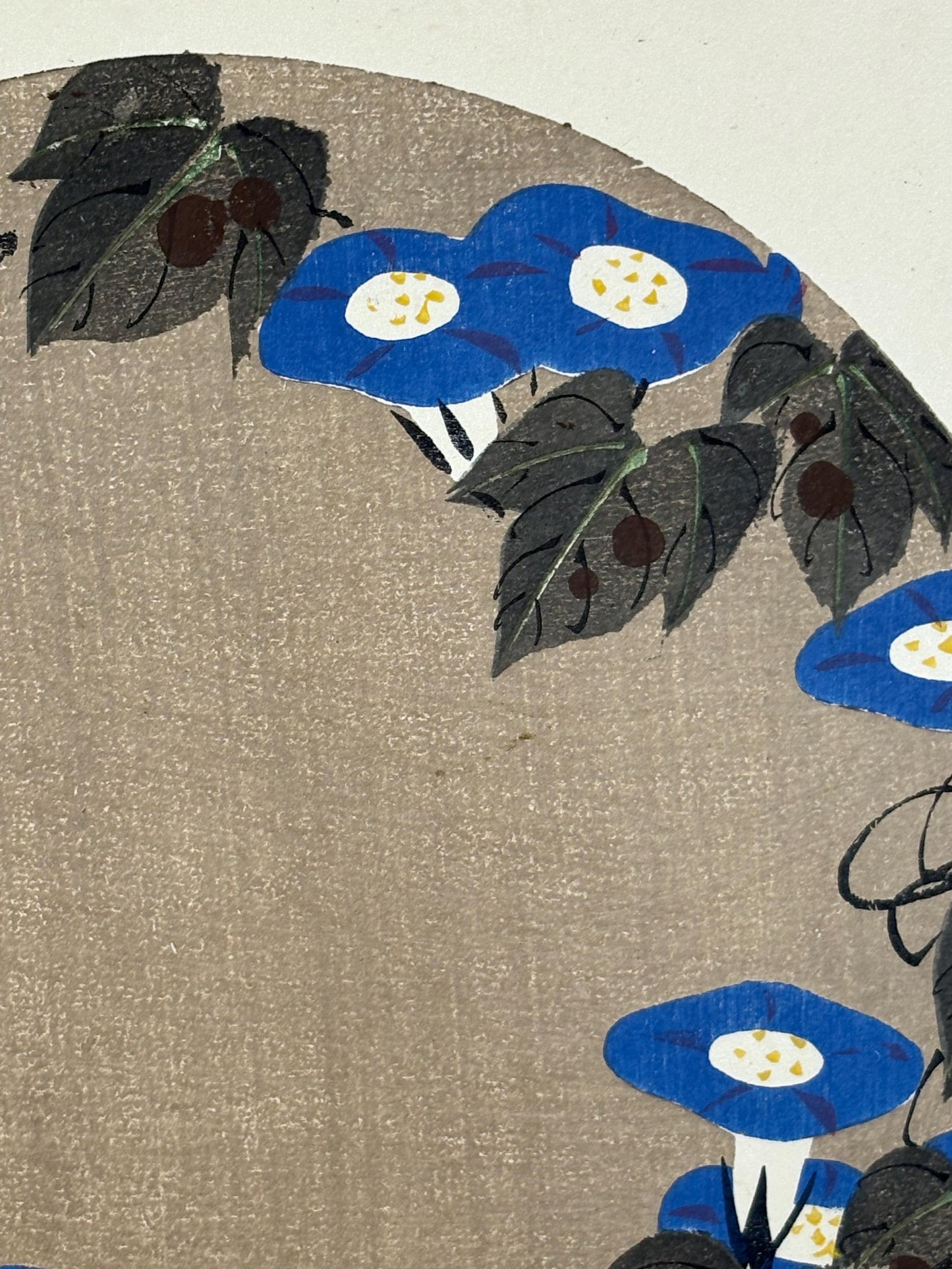 1908, Japanese antique woodblock print, Ito Jakuchu, "morning glory, from Jakuchu gafu"