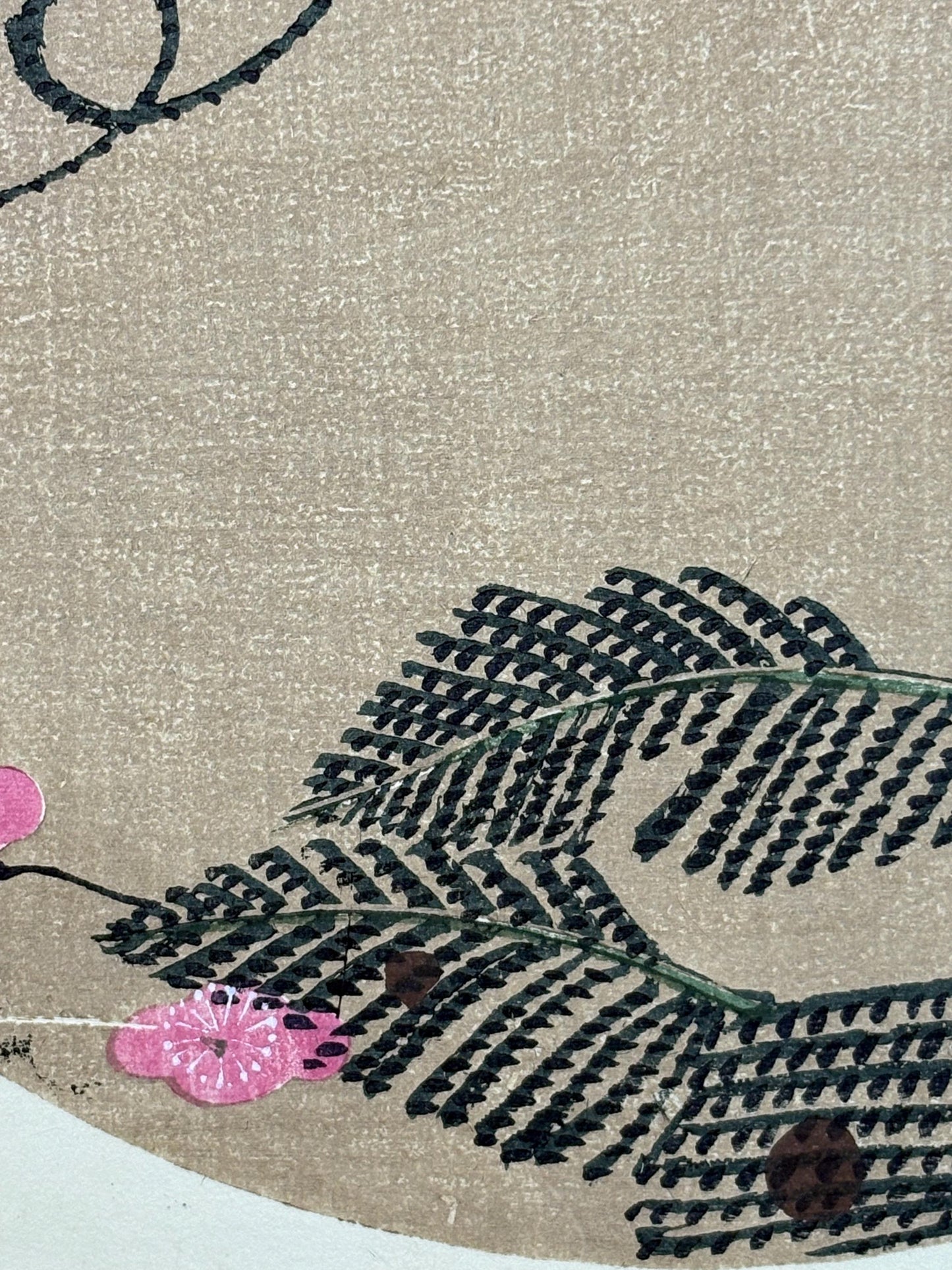 1908, Japanese antique woodblock print, Ito Jakuchu, "cypress vine, from Jakuchu gafu"
