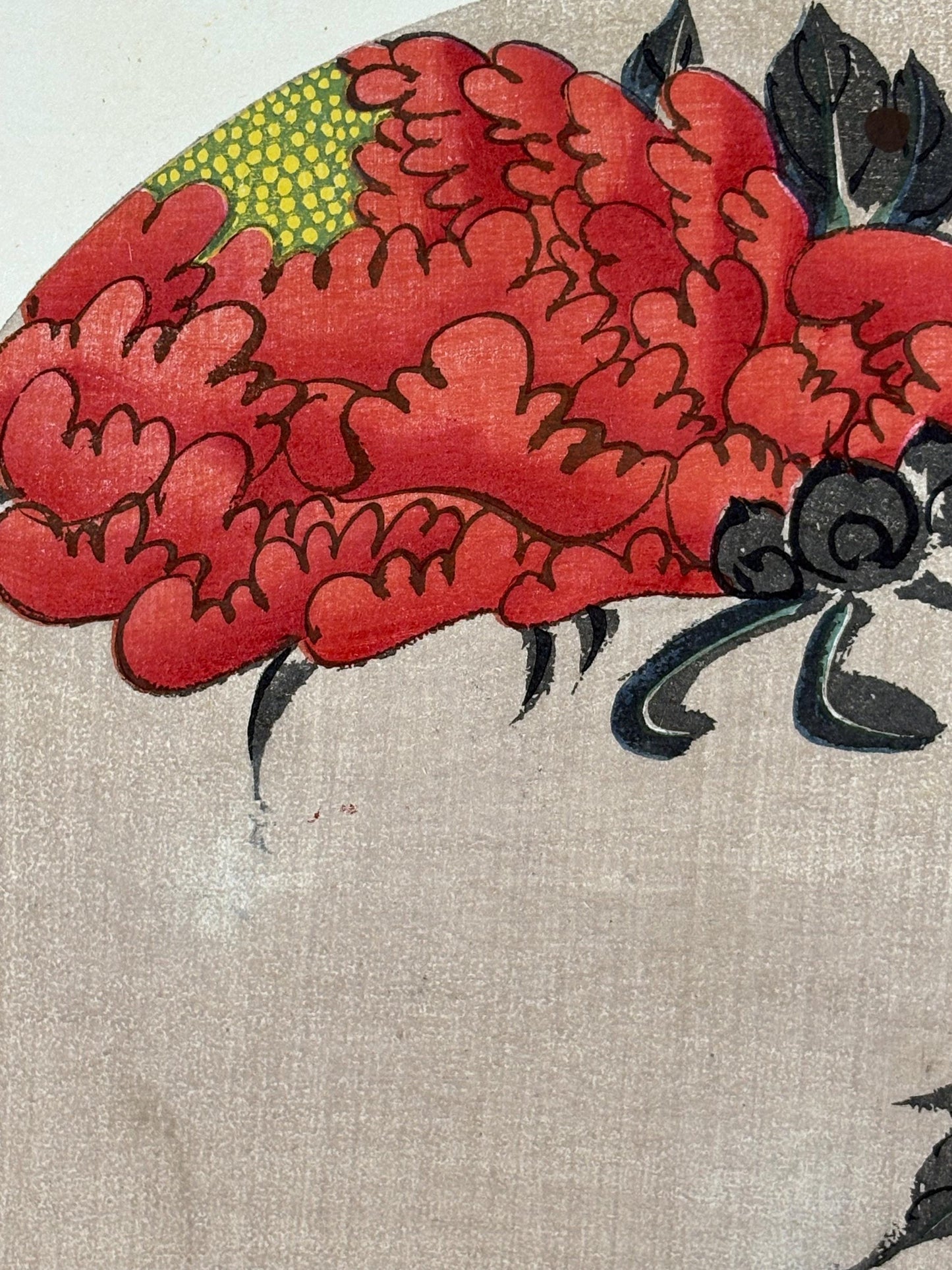 1908, Japanese antique woodblock print, Ito Jakuchu, "peony, from Jakuchu gafu"