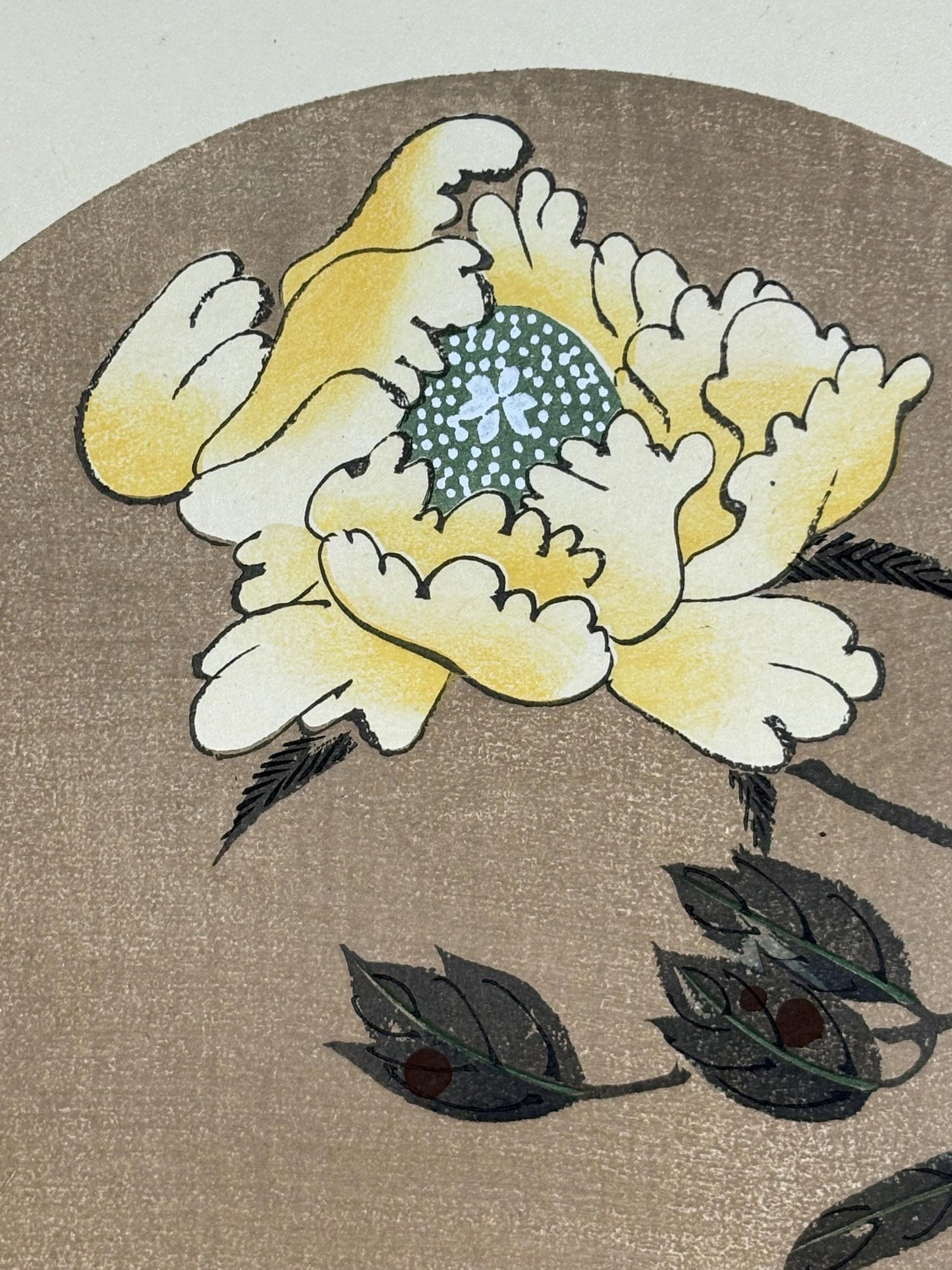 1908, Japanese antique woodblock print, Ito Jakuchu, "peony, from Jakuchu gafu"