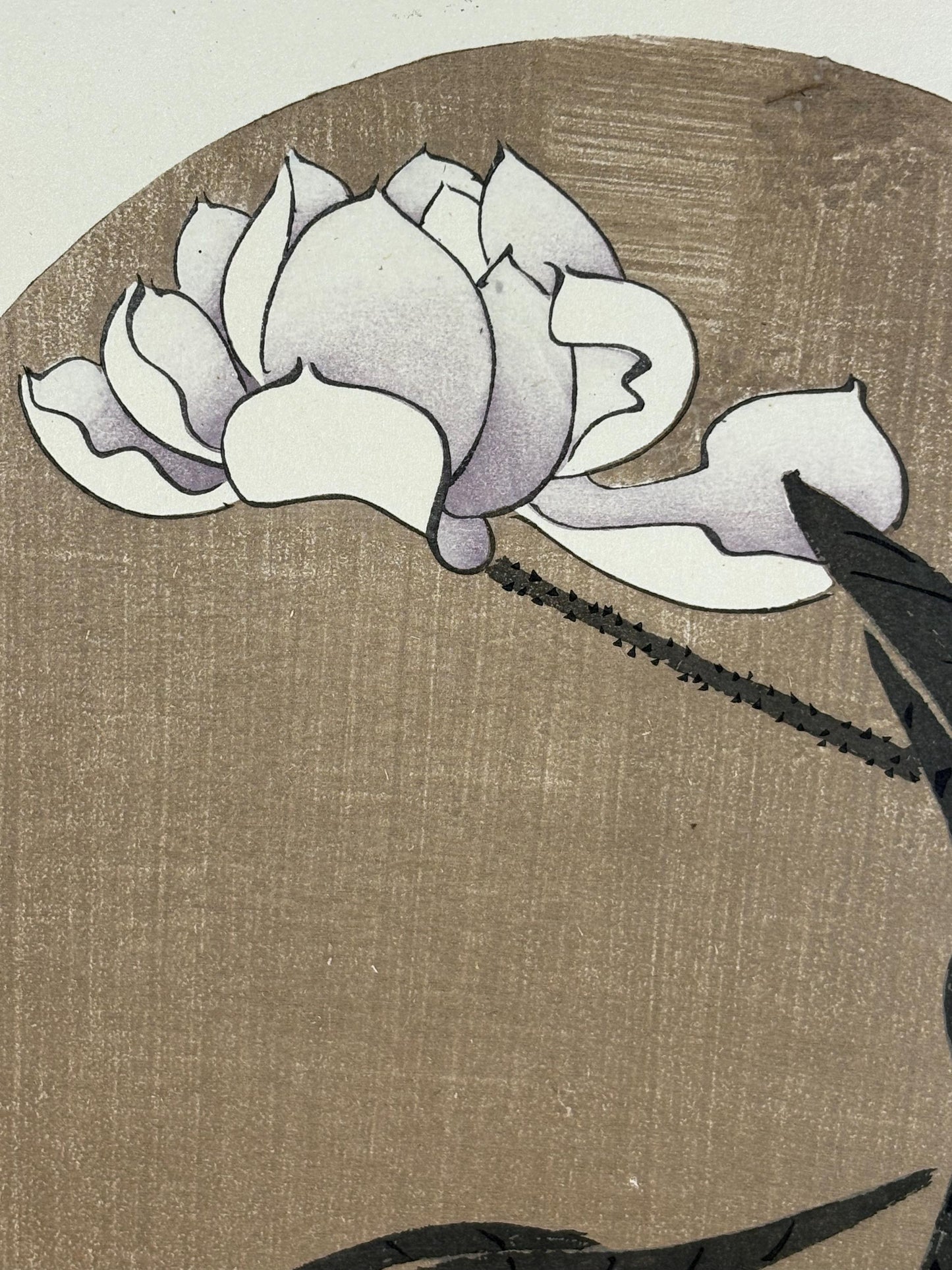1908, Japanese antique woodblock print, Ito Jakuchu, "White Lotus, from Jakuchu gafu"