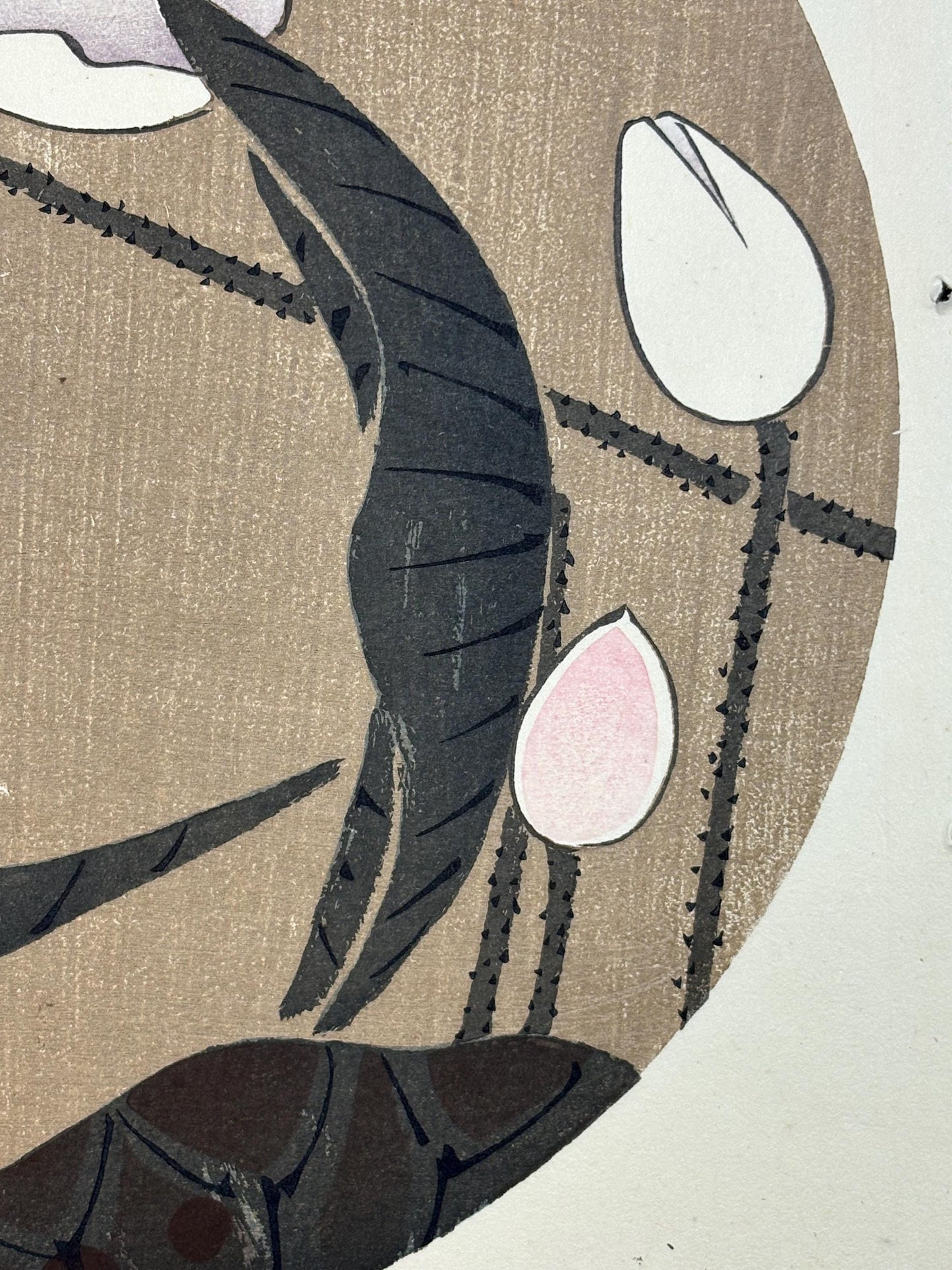 1908, Japanese antique woodblock print, Ito Jakuchu, "White Lotus, from Jakuchu gafu"