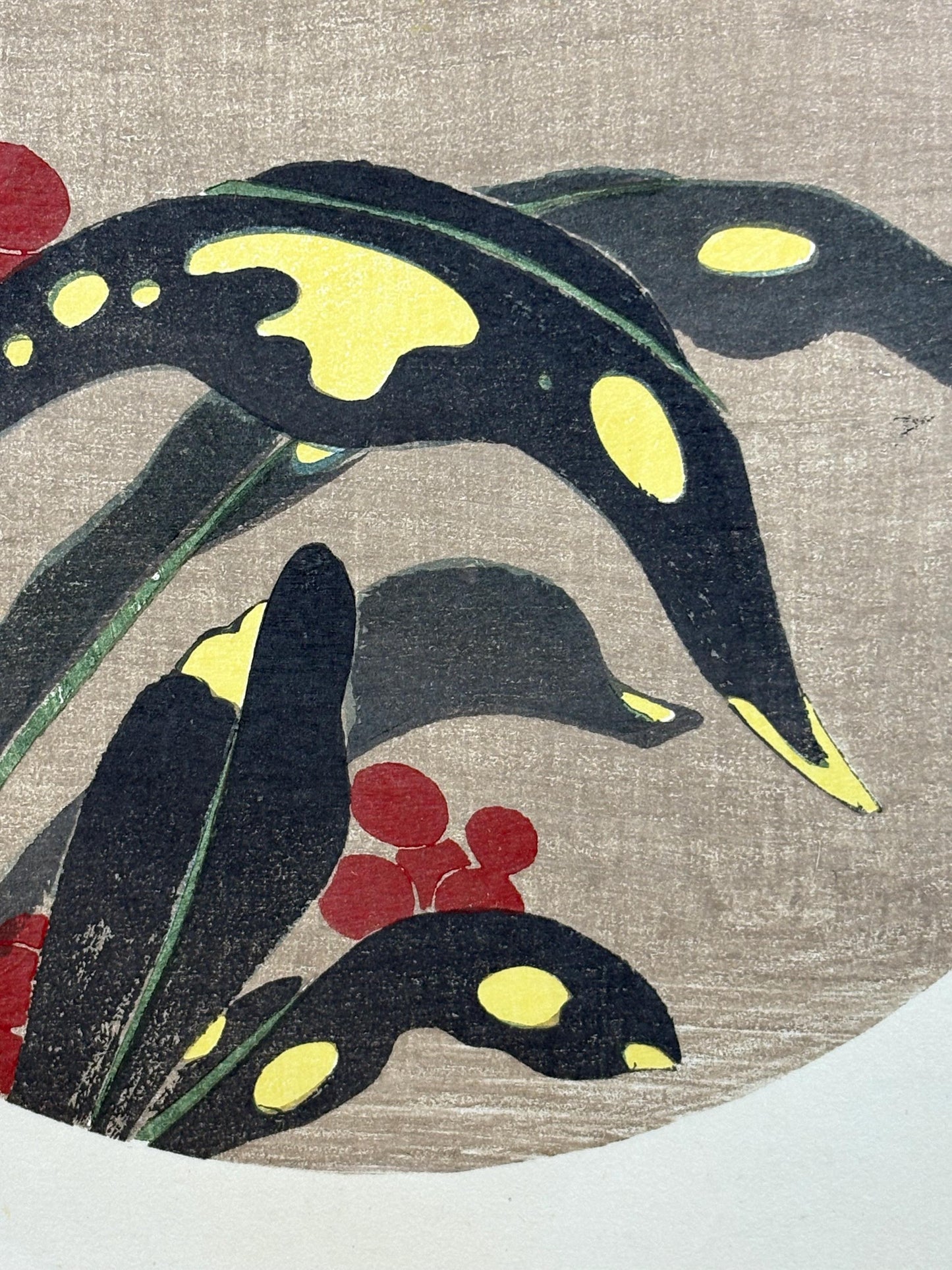 1908, Japanese antique woodblock print, Ito Jakuchu, "Stonecrop, from Jakuchu gafu"