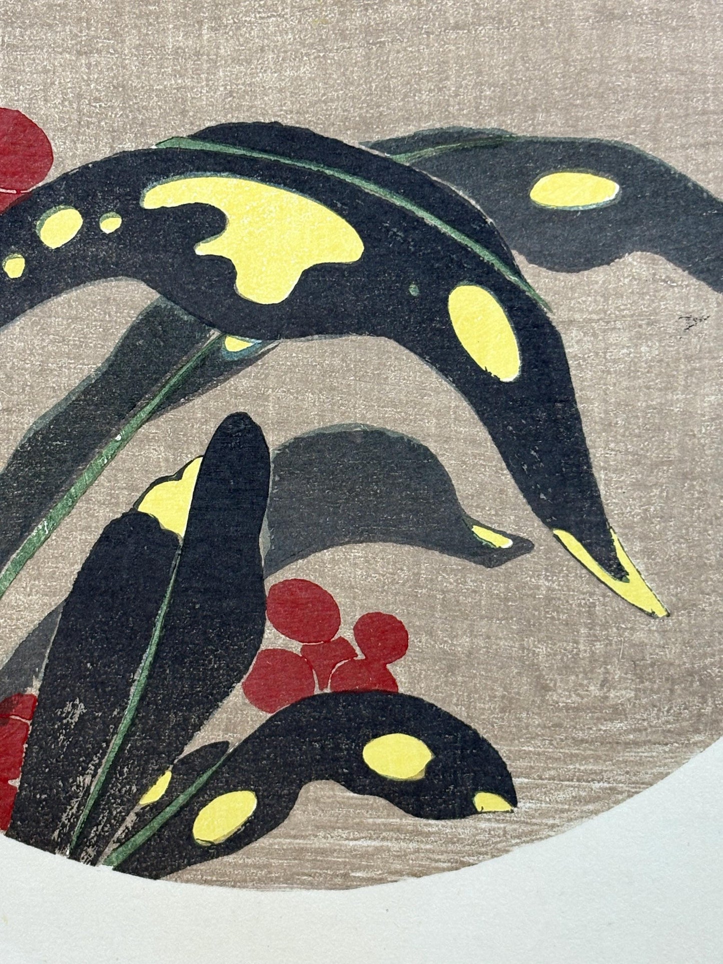 1908, Japanese antique woodblock print, Ito Jakuchu, "Stonecrop, from Jakuchu gafu"