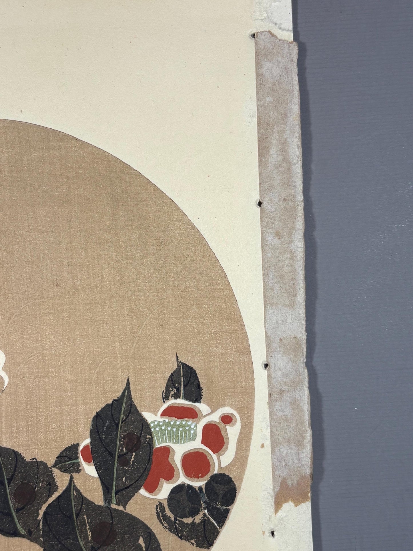1908, Japanese antique woodblock print, Ito Jakuchu, "Camellia, from Jakuchu gafu"