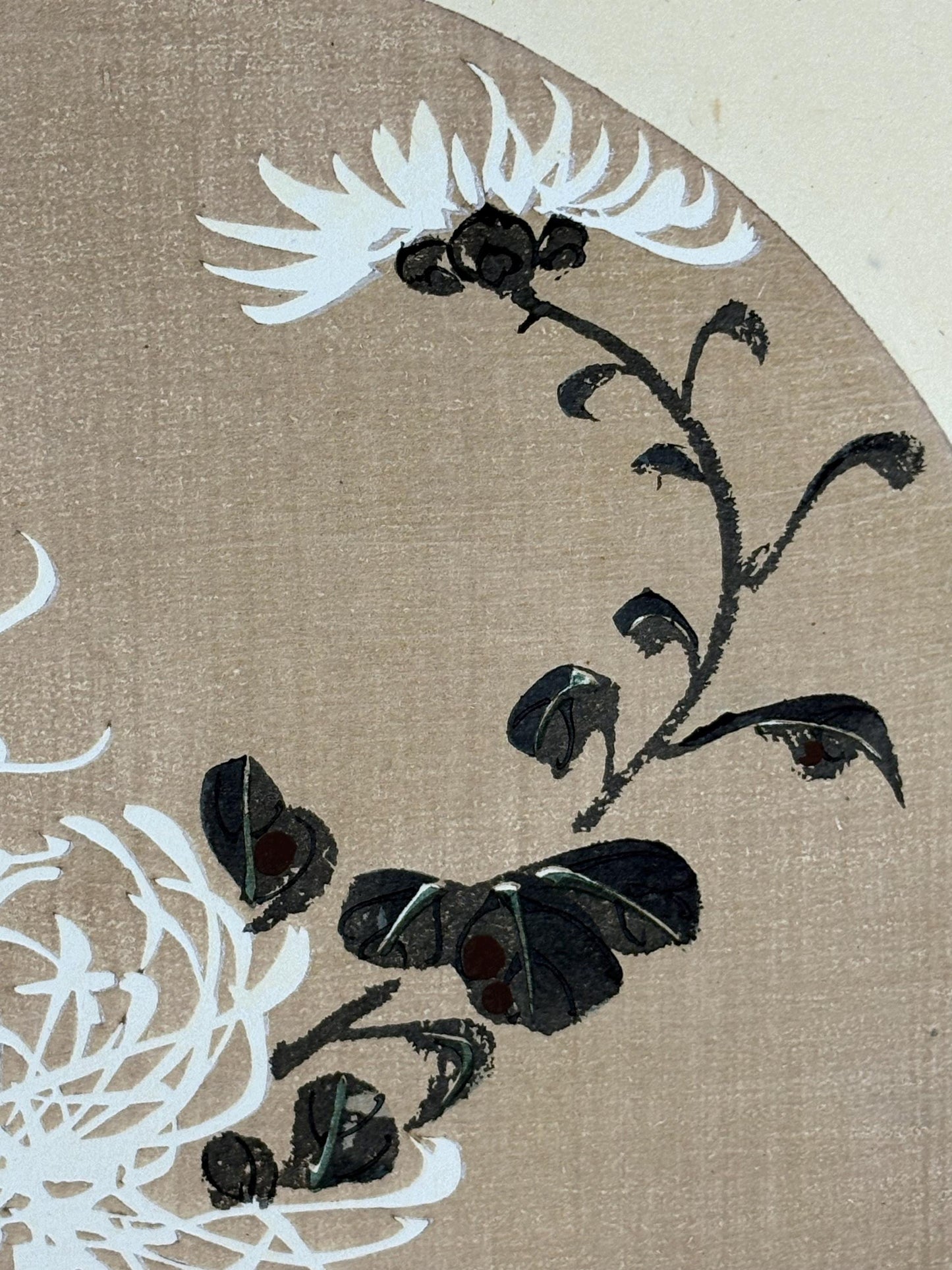 1908, Japanese antique woodblock print, Ito Jakuchu, "Chrysanthemum, from Jakuchu gafu"