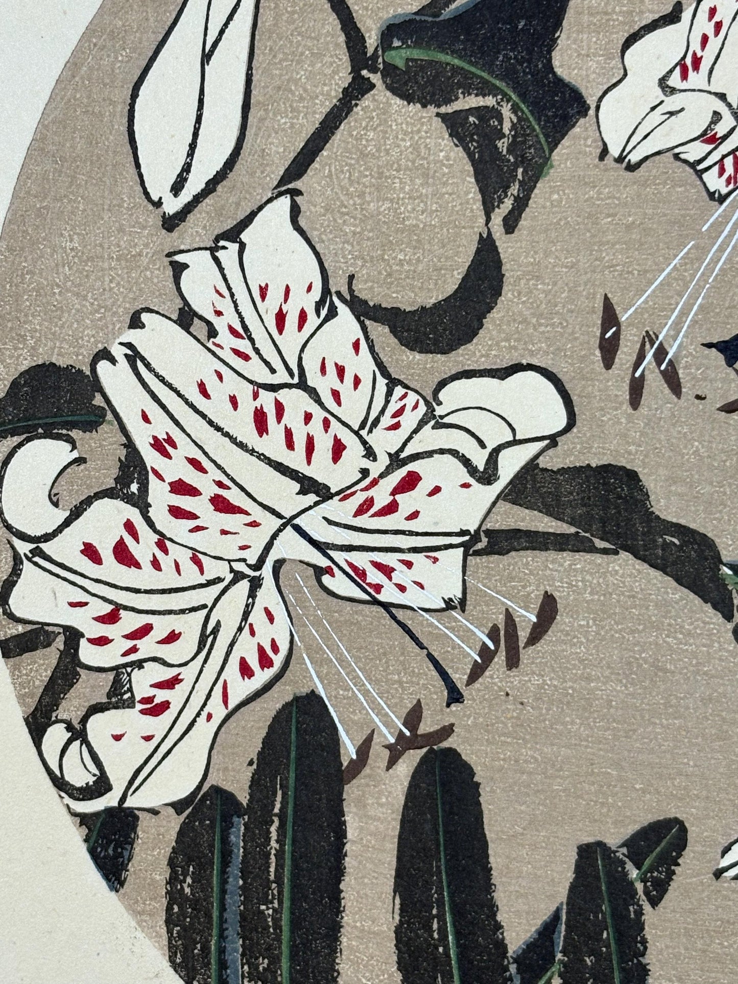 1908, Japanese antique woodblock print, Ito Jakuchu, "Speciosum Lily, from Jakuchu gafu"