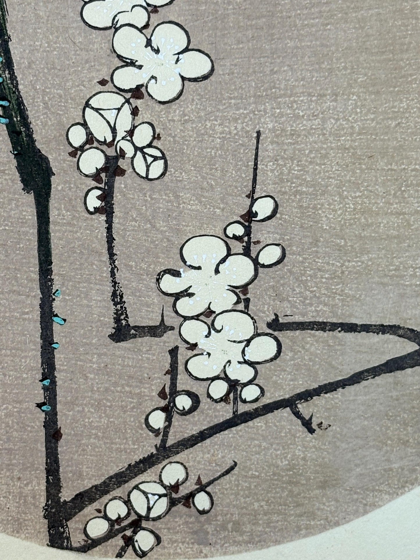 1908, Japanese antique woodblock print, Ito Jakuchu, "White Wisteria, from Jakuchu gafu"