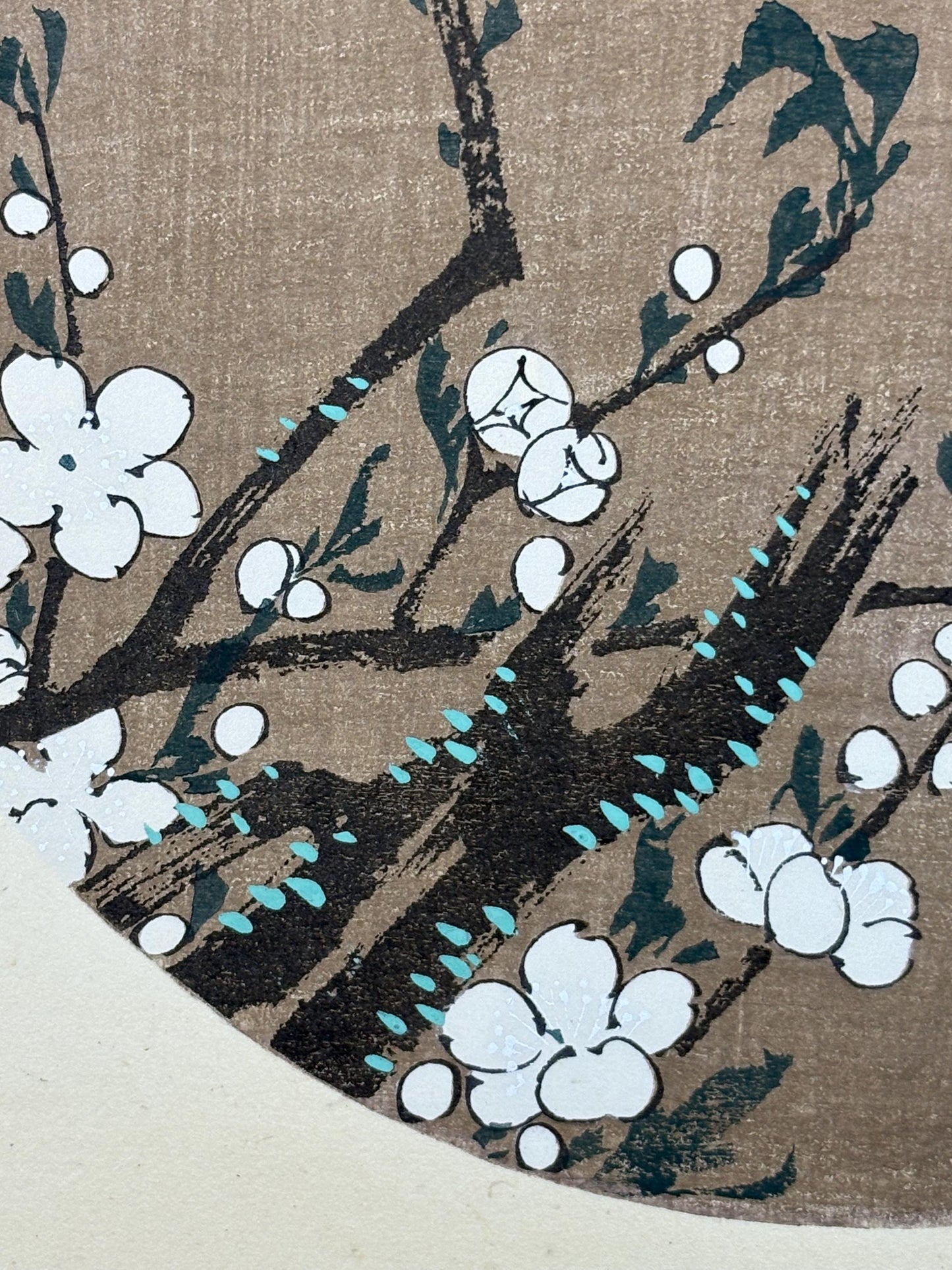 1908, Japanese antique woodblock print, Ito Jakuchu, "White Peach, from Jakuchu gafu"